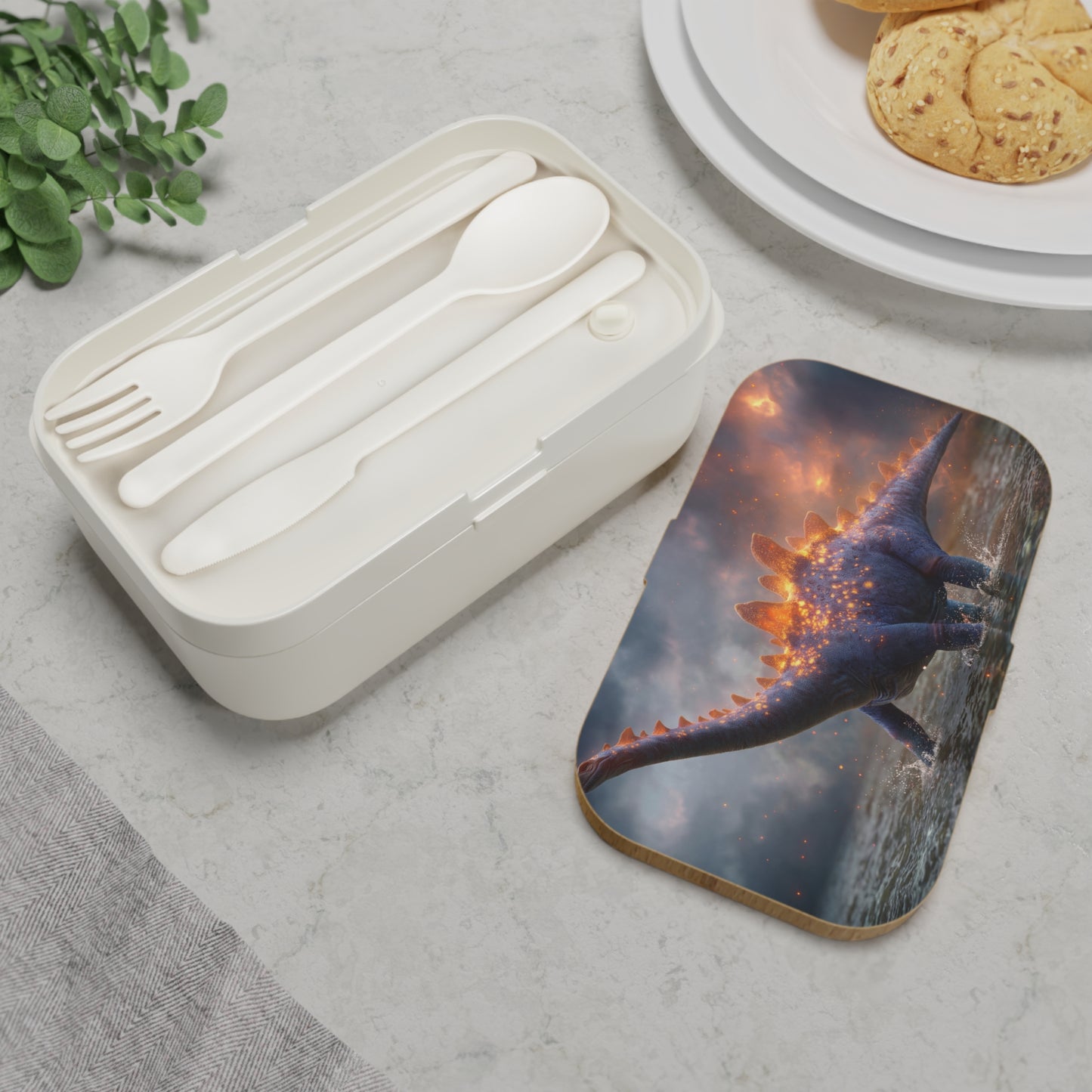 Celestial Stegosaurus Bento Lunch Box – Twilight Dinosaur Dreamscape