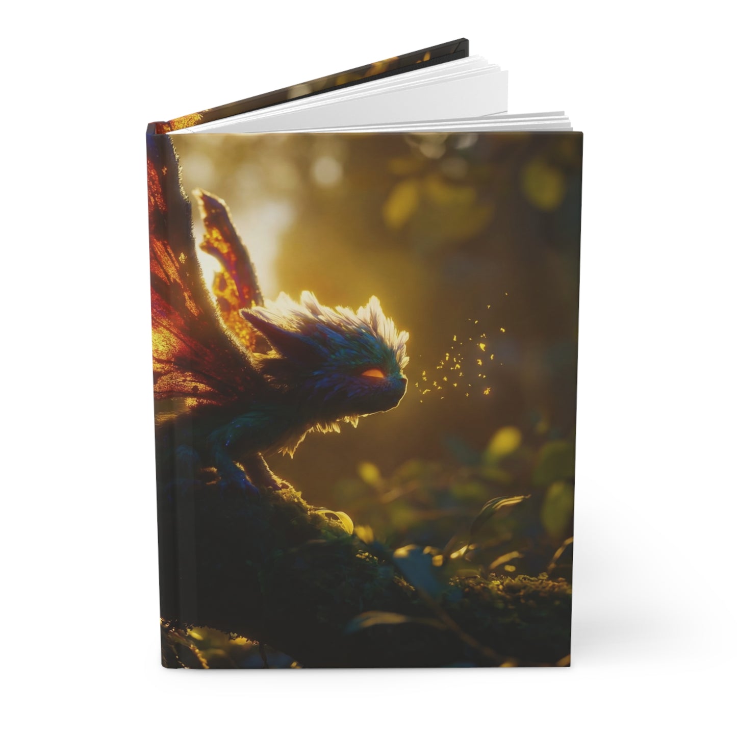 Sunlit Forest Dragonling Hardcover Journal Matte – Golden Winged Whispers of the Wild