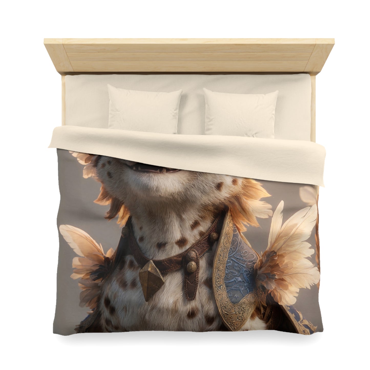 Winged Feline Sovereign Microfiber Duvet Cover – Crowned in Golden Light