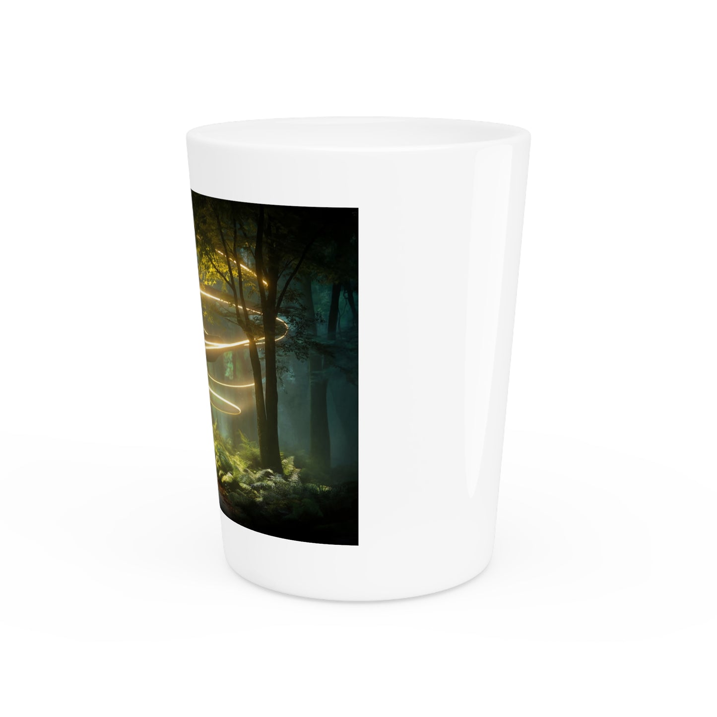 Golden Spiral Sentinel Shot Glass – Forest Guardian Light Vortex