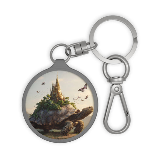 Castle Upon Turtle Keyring Tag – Sunlit Sanctuary of Wings