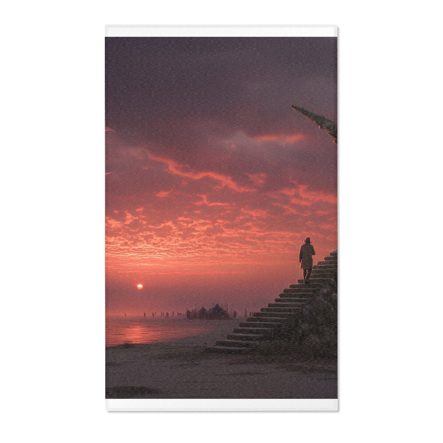 Lone Traveler Staircase Rug – Crimson Sunset Skyway