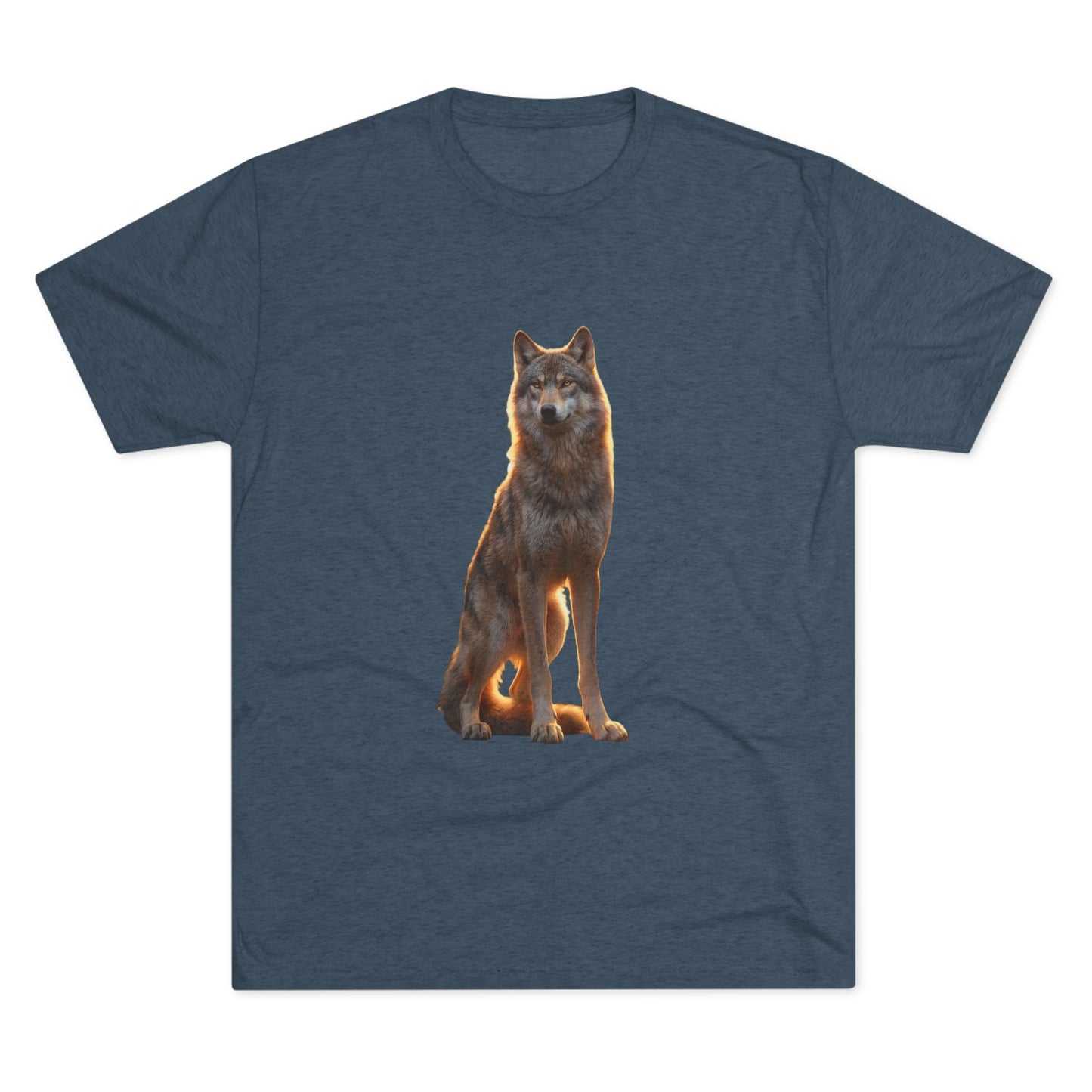 Solitary Wolf Unisex Tri-Blend Crew Tee – Golden Hour Sentinel Portrait