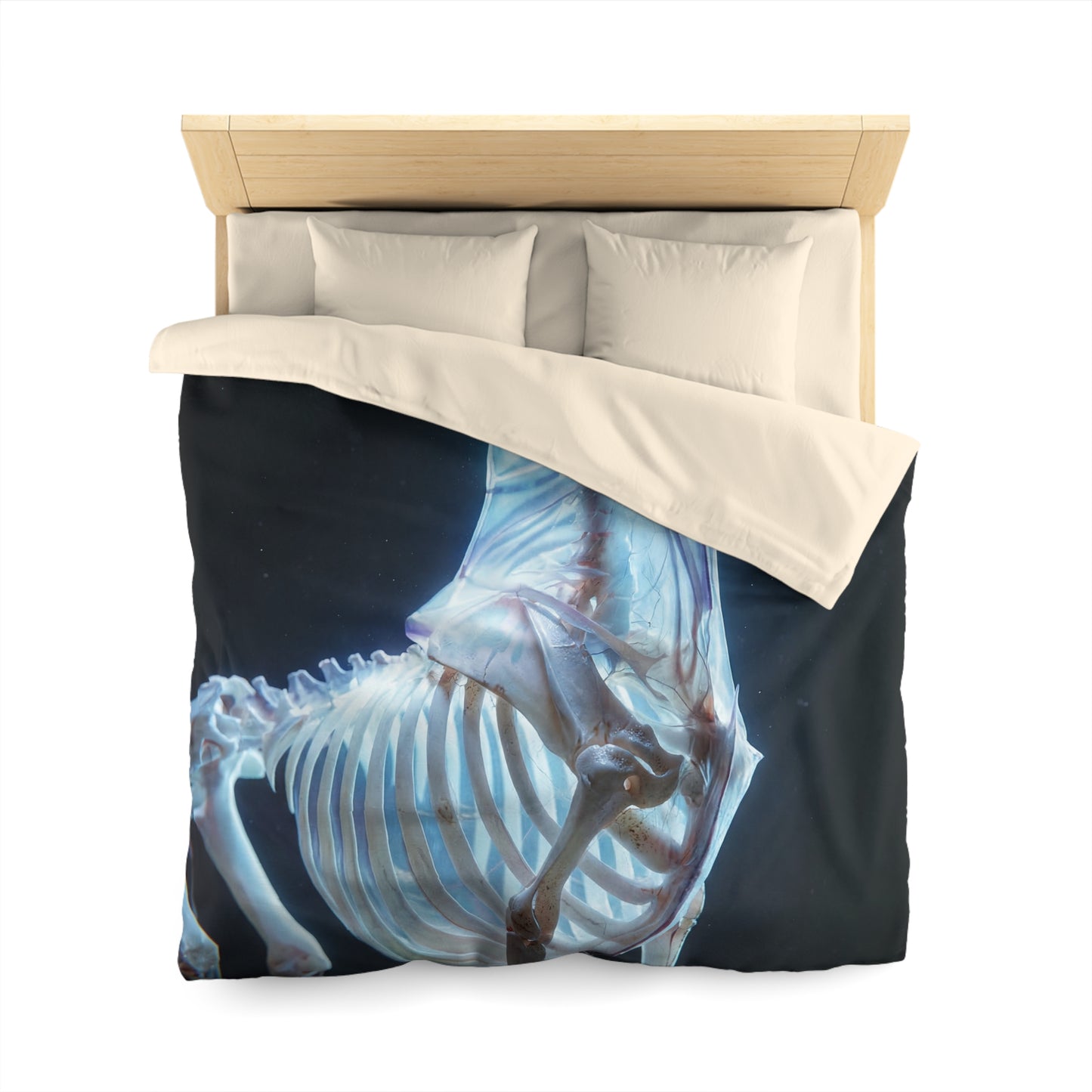 Celestial Unicorn Skeleton Duvet Cover – Ethereal Glow in the Dark
