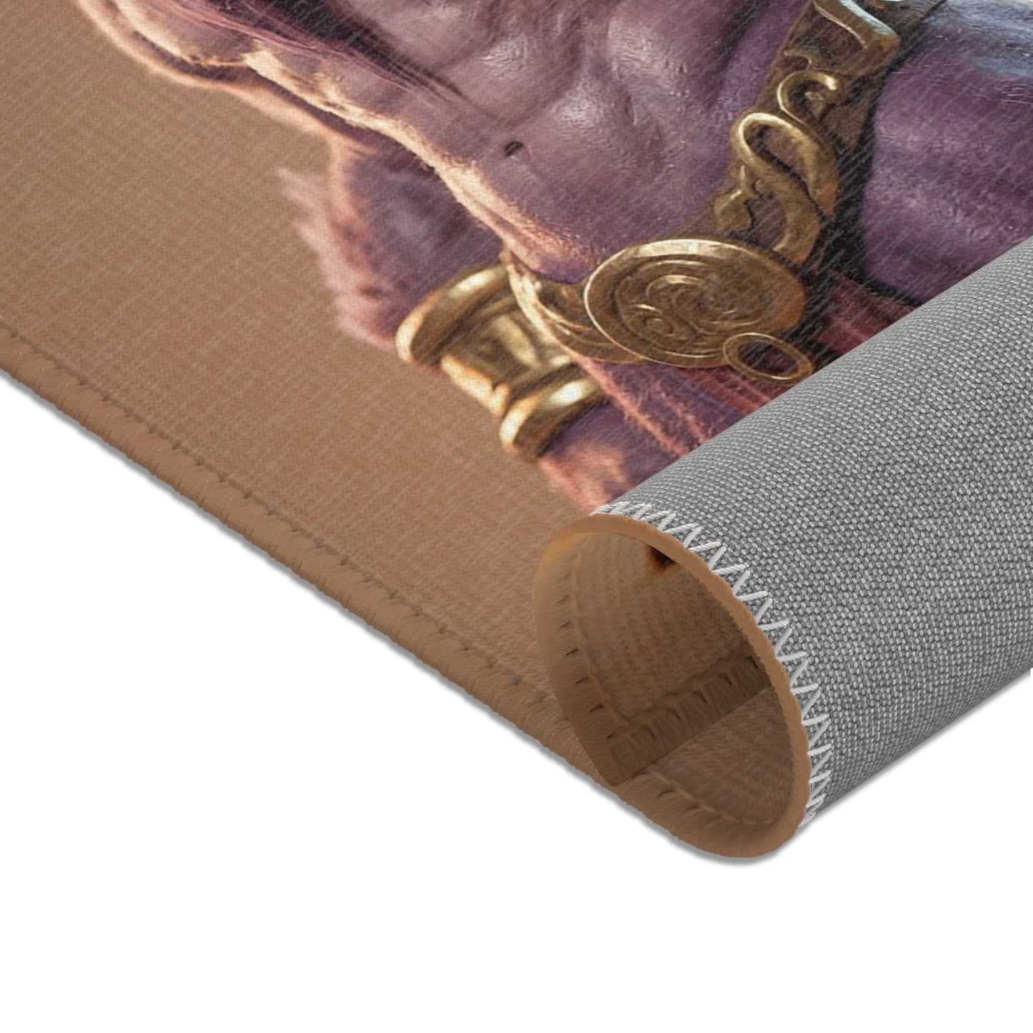 Purple Minotaur Guardian Area Rug – Warm Earth-Toned Mythic Presence