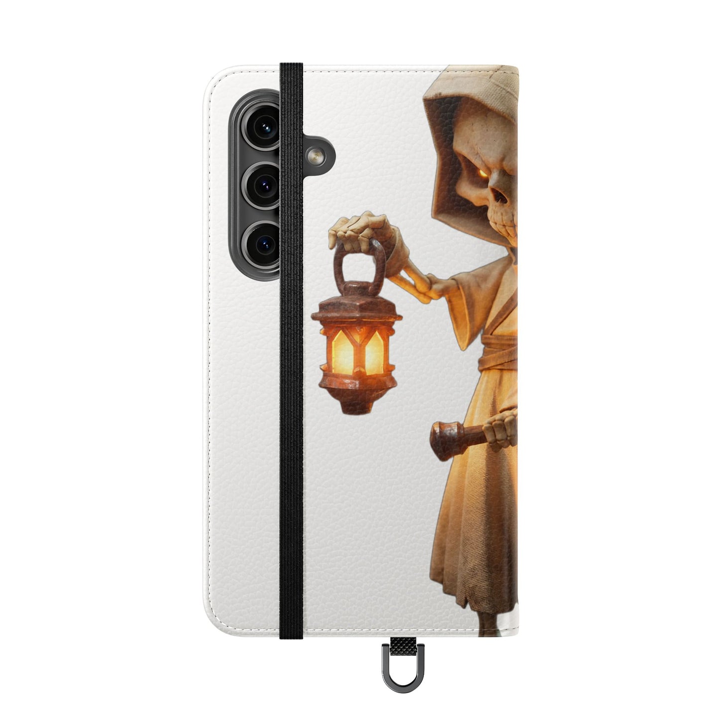 Lantern-Bearing Sentinel Flip Cases – Hooded Guardian with Scythe and Warm Glow