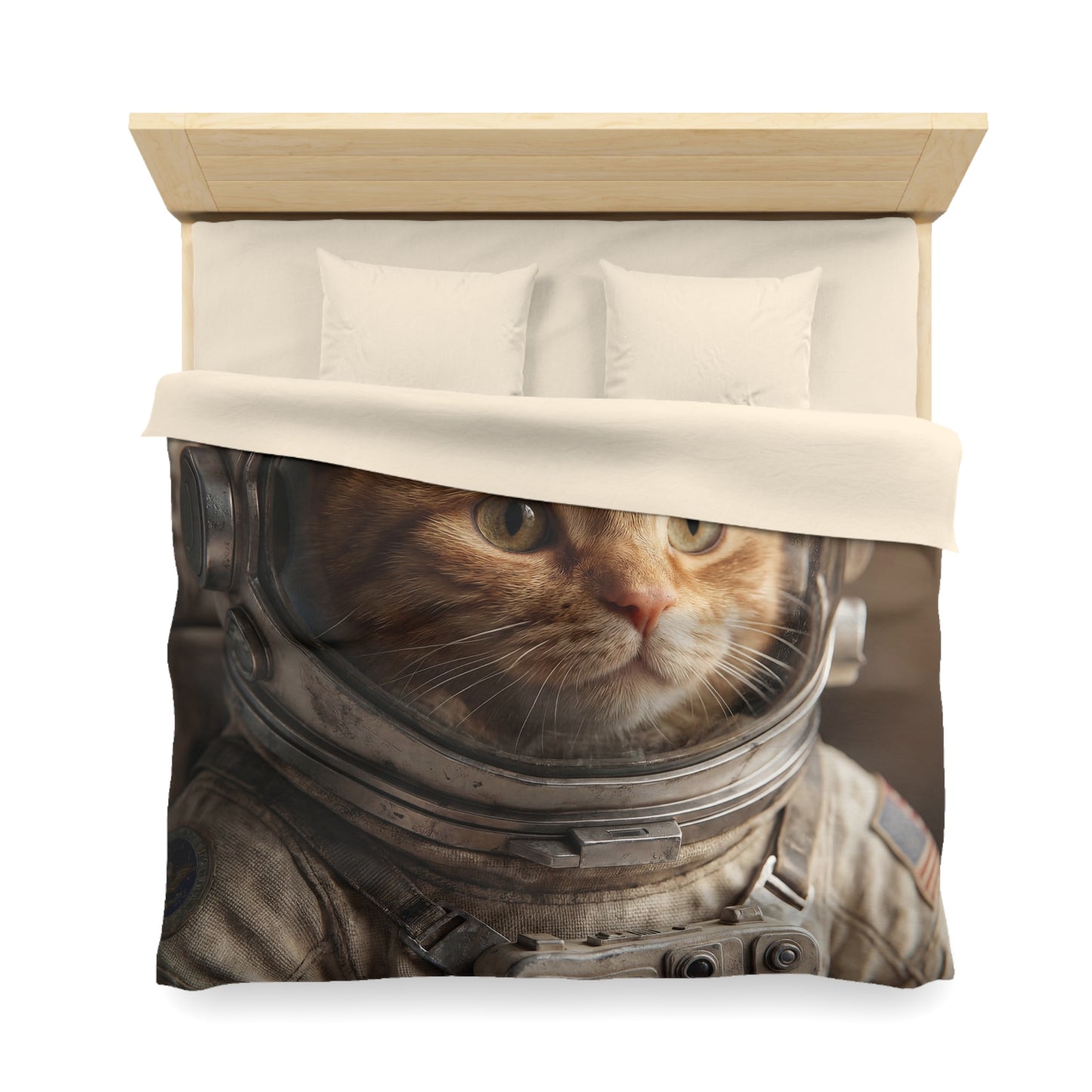 Astronaut Cat Microfiber Duvet Cover – Warm Glow in the Cosmos