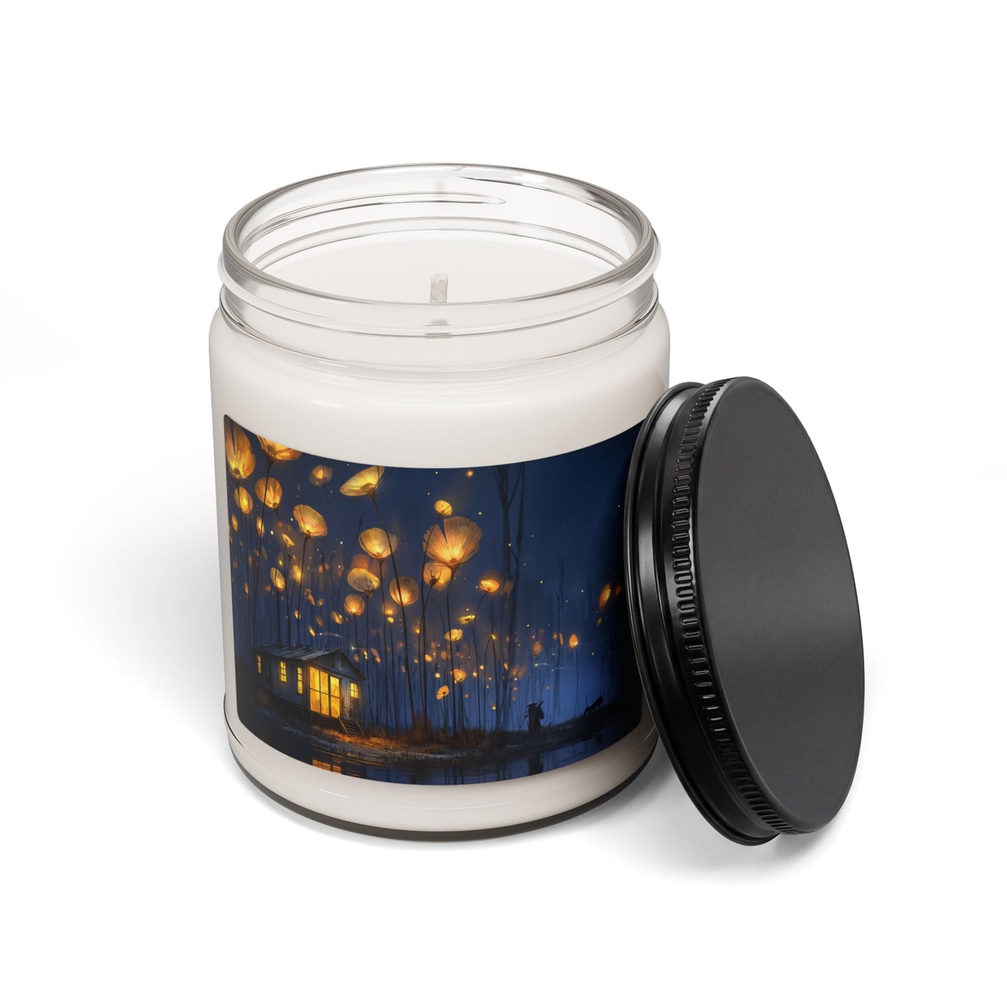 Luminous Wildflower Cottage Candle – Warm Glow in the Twilight Marsh
