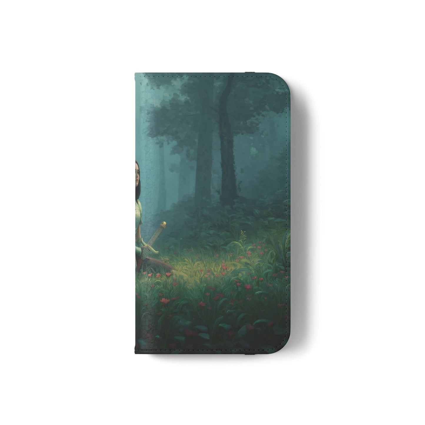 Woodland Sentinel Flip Cases – Green Knight in Misty Grove