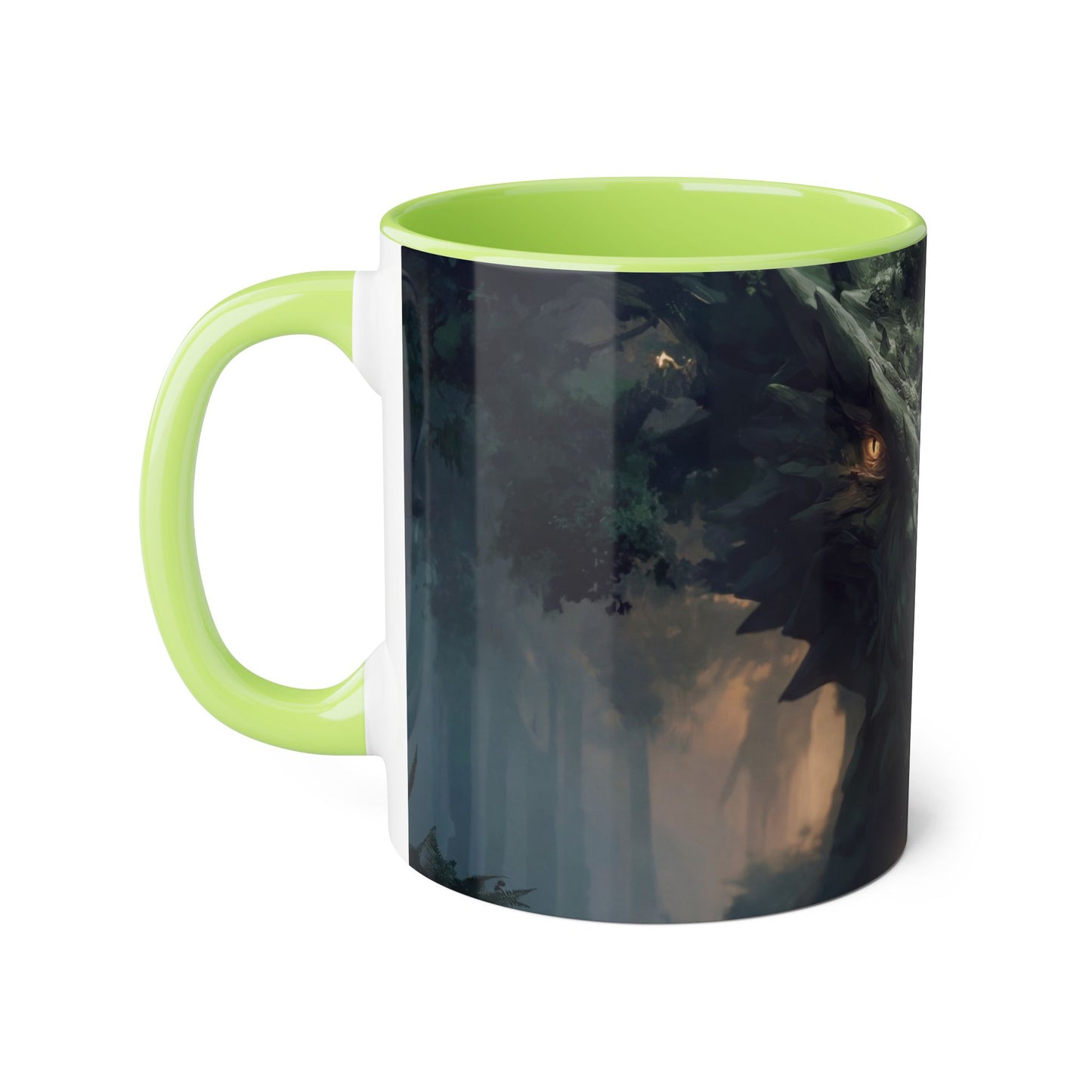Guardian Dragon Accent Mugs, 11oz – Moss-Crowned Forest Sentinel