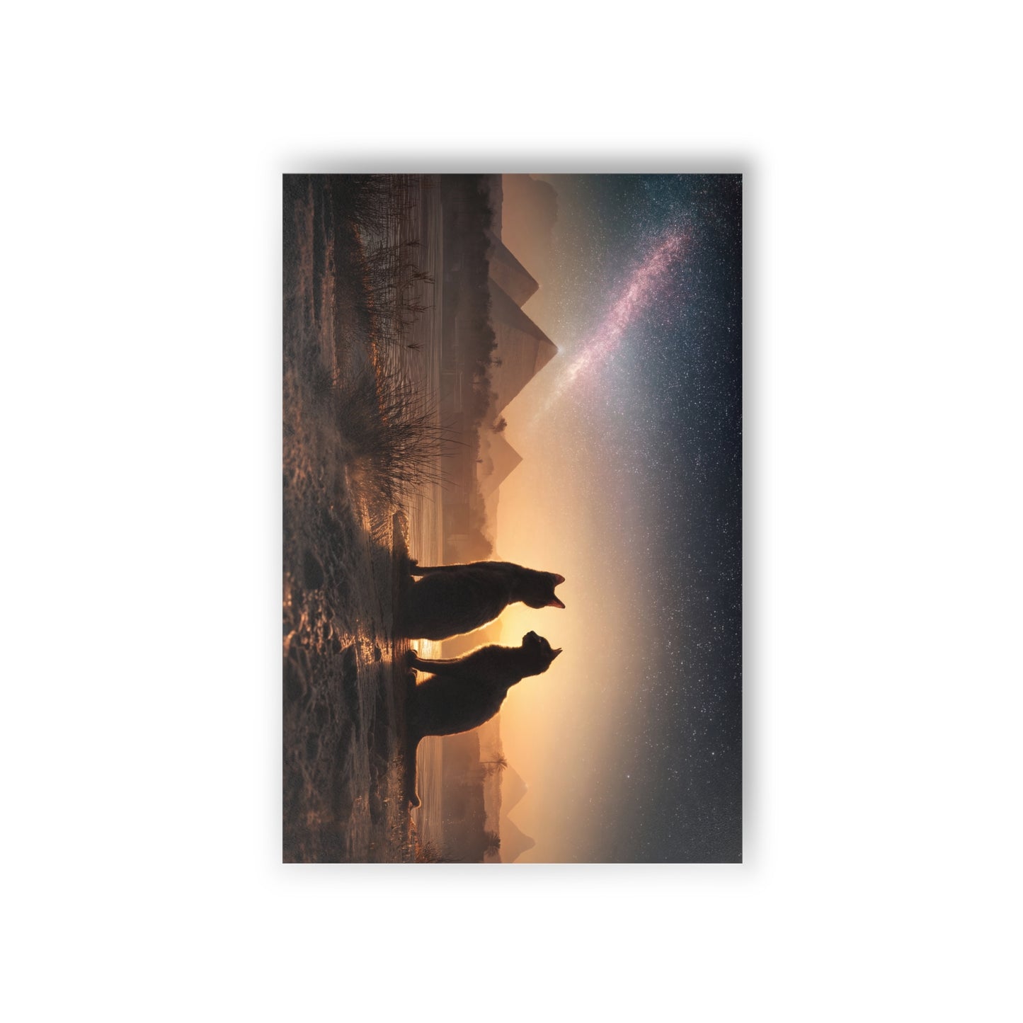 Pyramids & Cats Postcards (10pcs) – Starlit Nile Sunset Scene