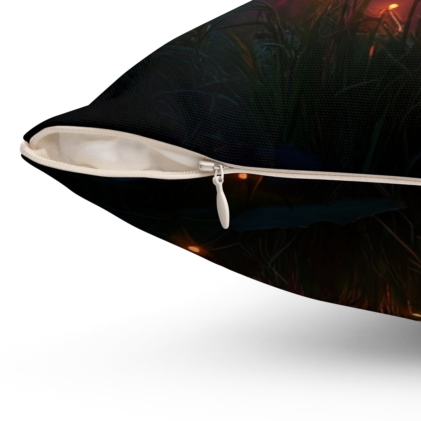 Glowing Dragonfly Spun Polyester Square Pillow – Twilight Meadow Luminescence