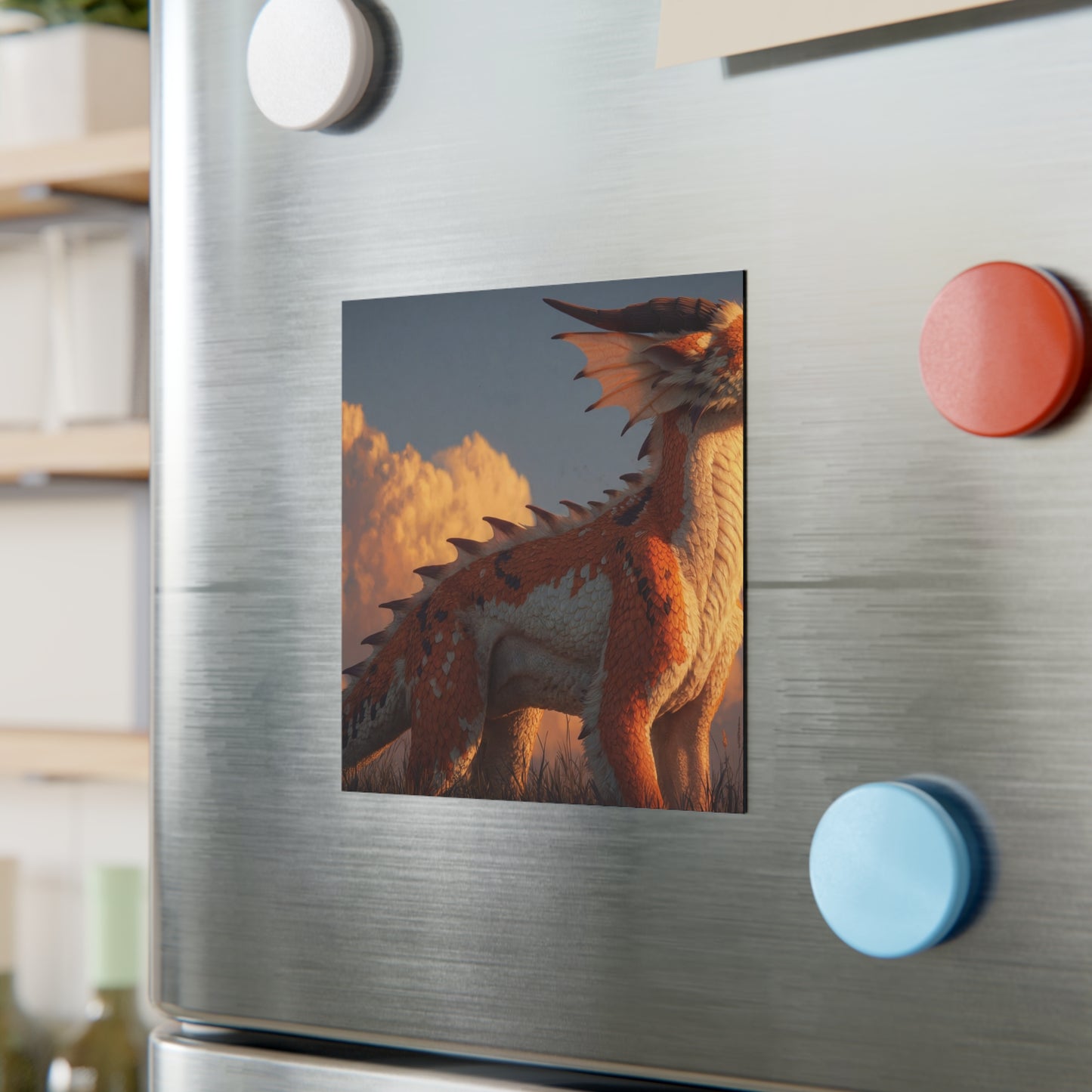 Sunset Sentinel Dragon Magnet – Amber Dawn Guardian