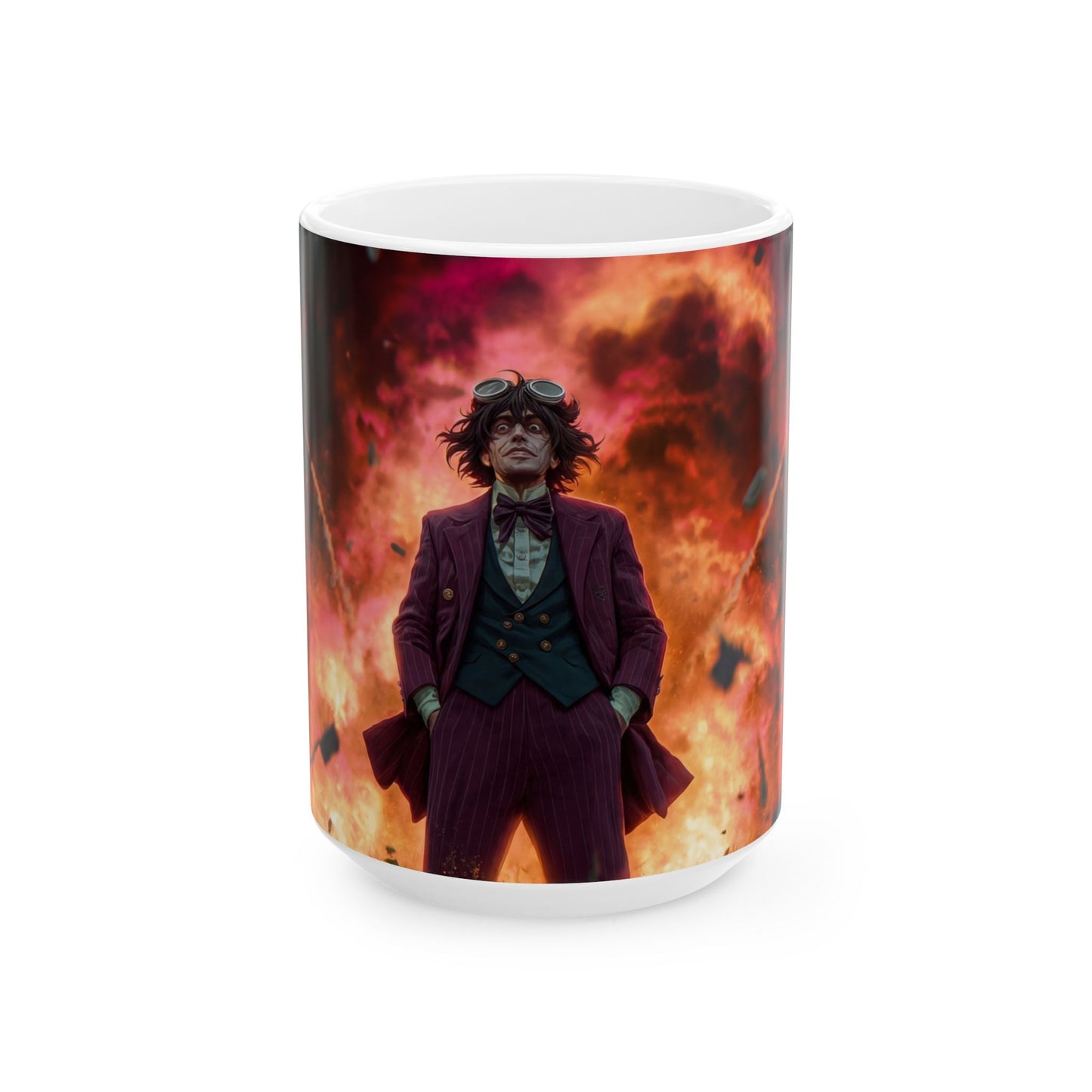 Explosive Goggles Gentleman Ceramic Mug – (11oz, 15oz) Crimson Sky Disruption