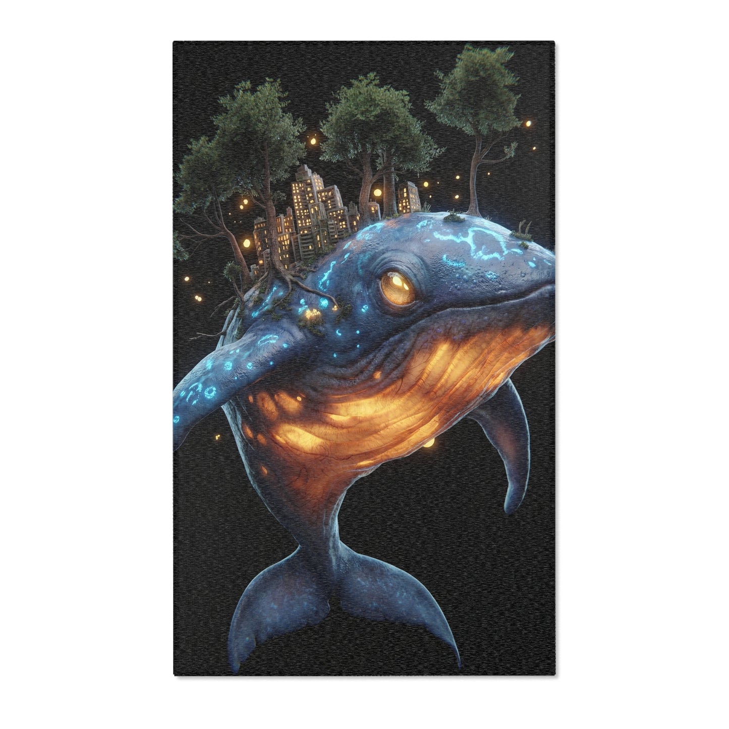 Whalesong Sanctuary Area Rug – Bioluminescent City on a Whale’s Back