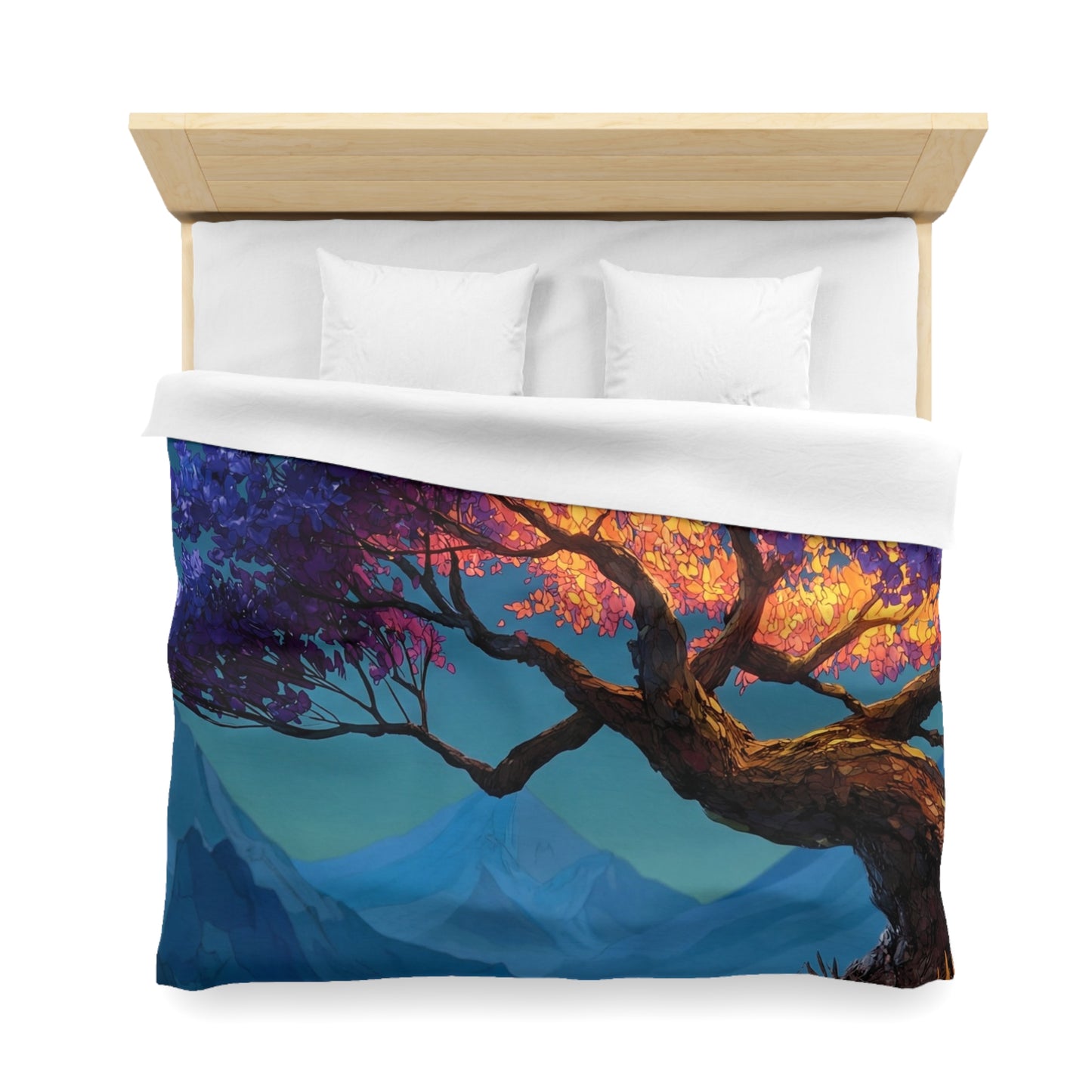Celestial Tree Microfiber Duvet Cover – Twilight Bloom Sanctuary