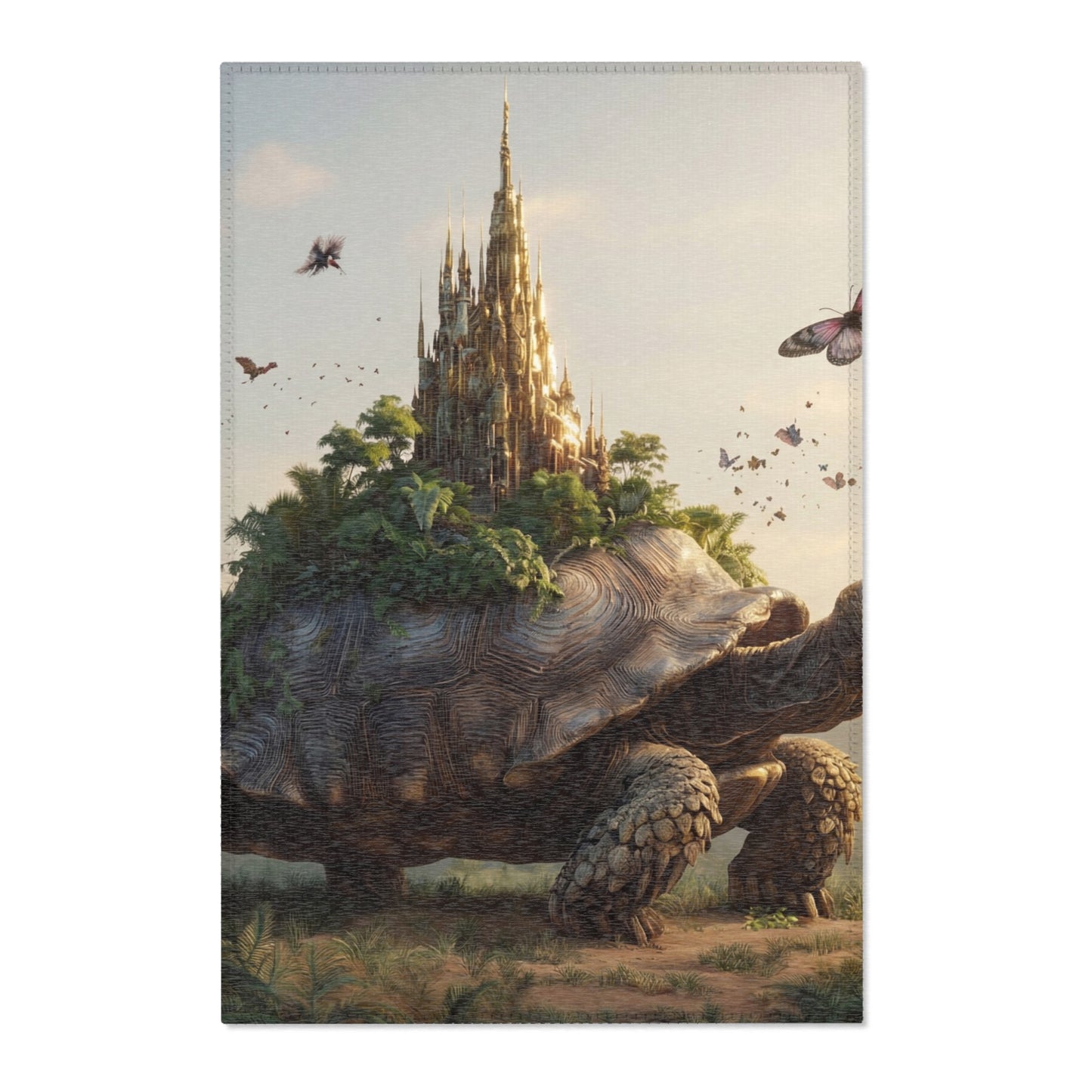 Turtleborne Castle Area Rugs – Ancient Guardian Through Lush Canopy