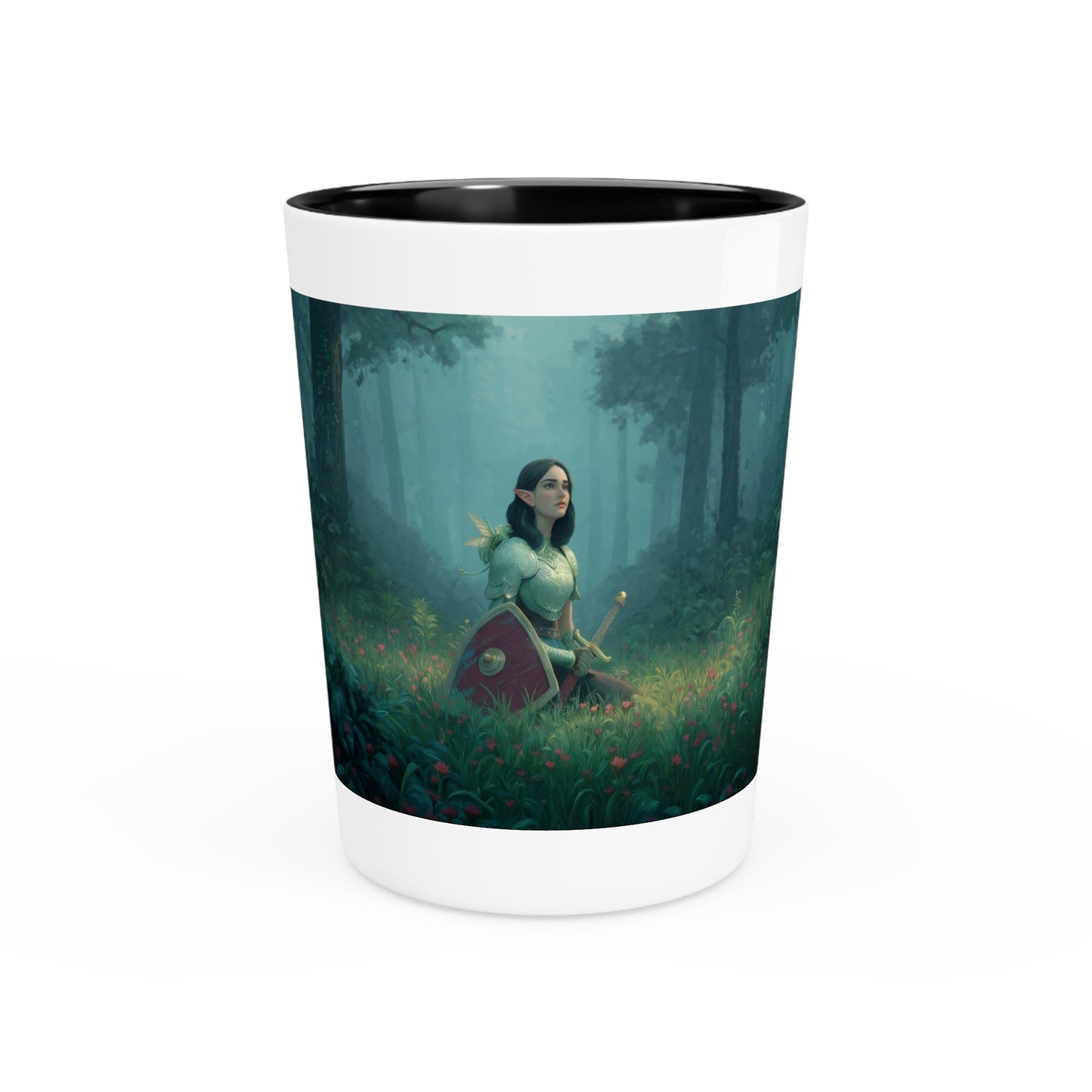 Forest Sentinel Shot Glass – Emerald Guardian in the Mist