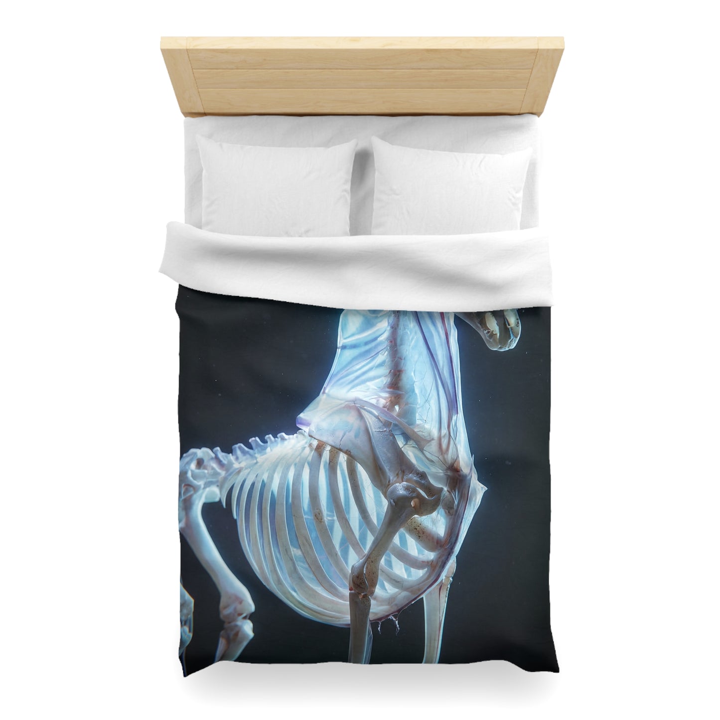 Celestial Unicorn Skeleton Duvet Cover – Ethereal Glow in the Dark
