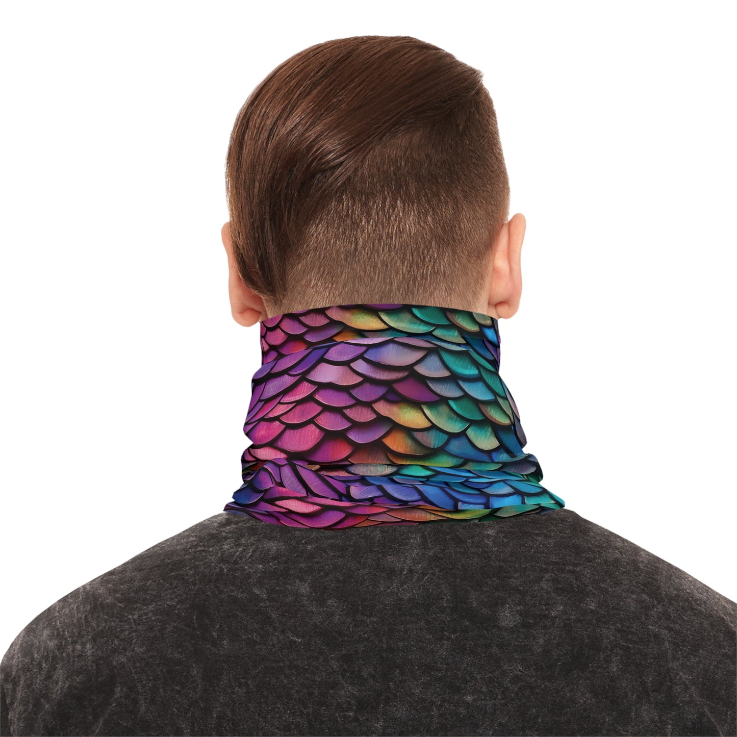 tiling pattern of rainbow dragon scales highly detailed realistic CGI render 8K - Lightweight Neck Gaiter