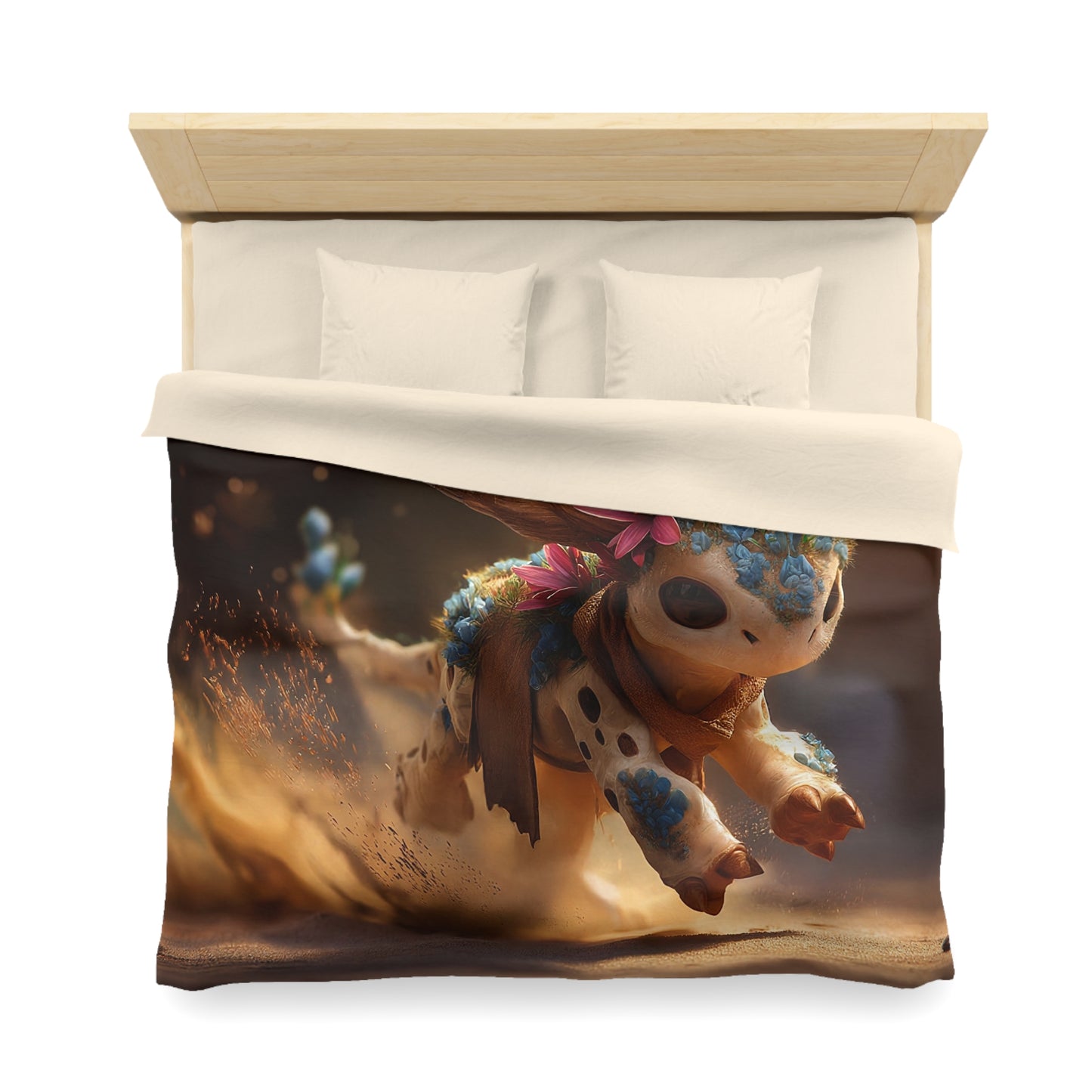 Floral Horned Creature Microfiber Duvet Cover – Sunlit Desert Sprinter