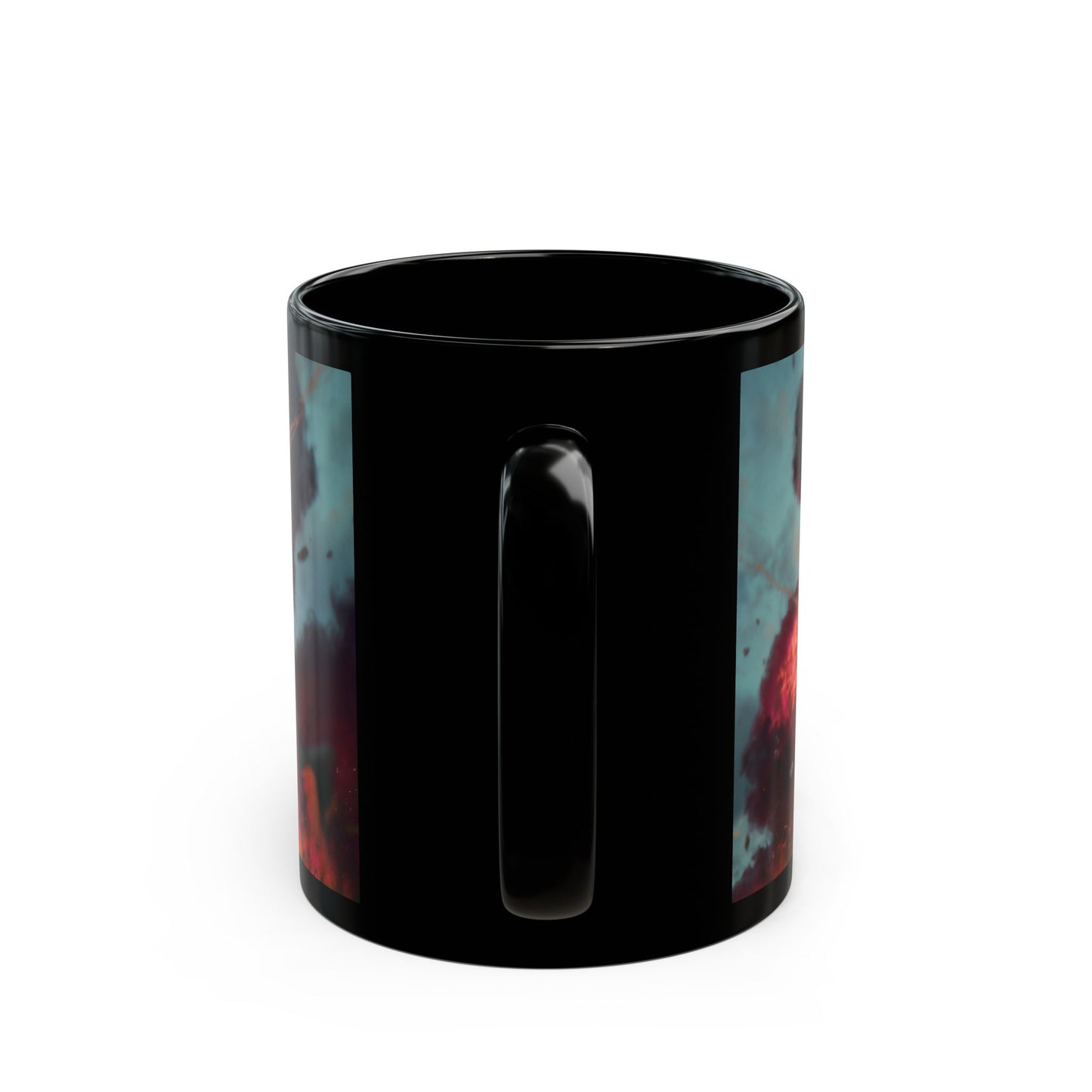 Mad Inventor Amidst Crimson Explosion Mug – Fiery Chaos Couture