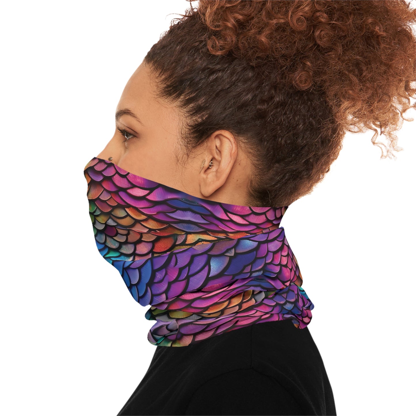 tiling pattern of rainbow dragon scales highly detailed realistic CGI render 8K - Lightweight Neck Gaiter