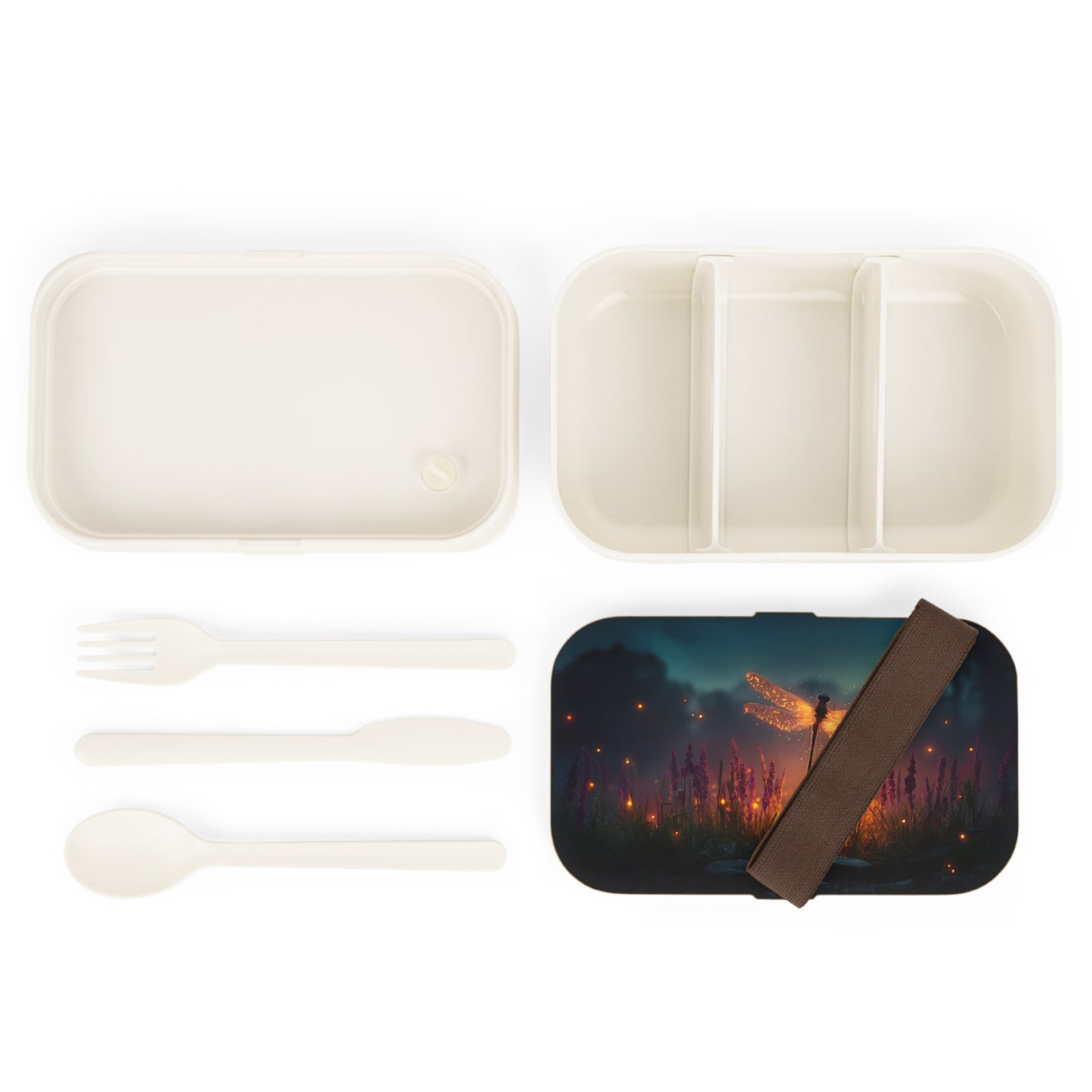 Glowing Dragonfly Bento Lunch Box – Twilight Meadow Dreamscape