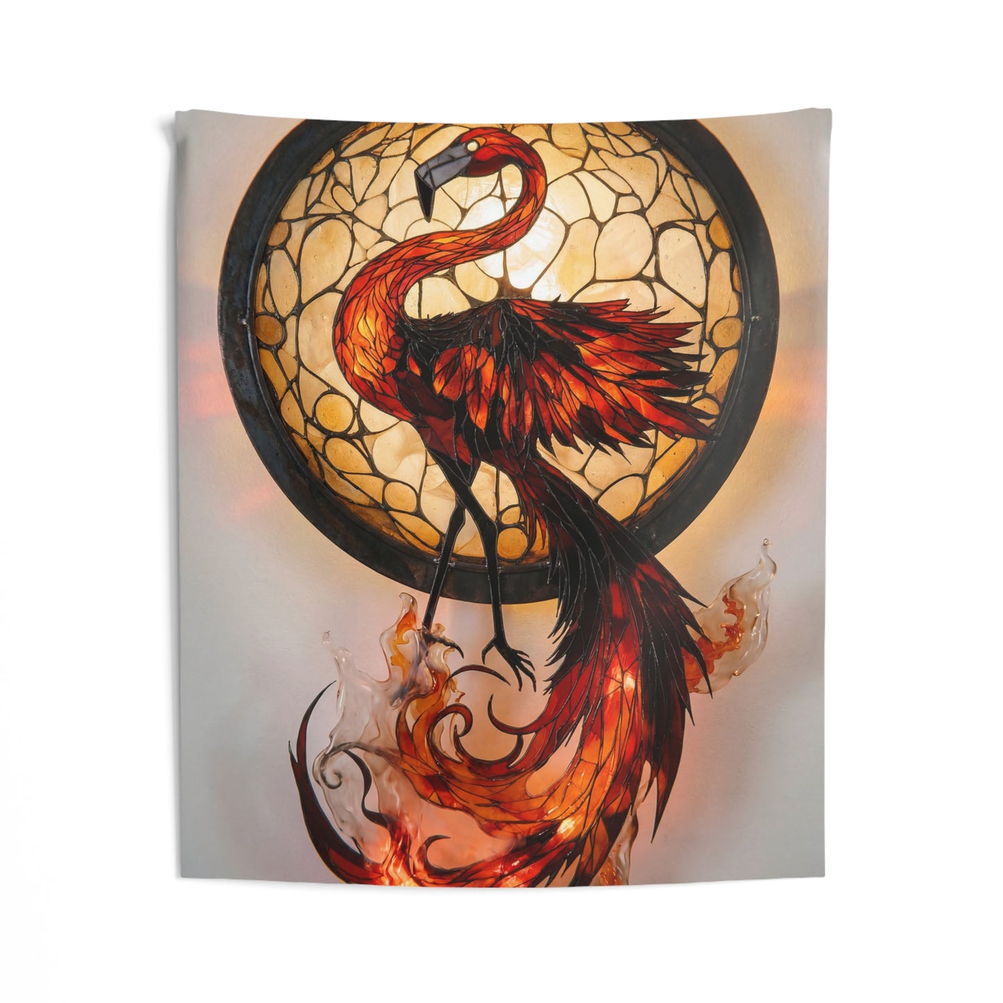 Phoenix Flame Wall Tapestry – Illuminated Glass Artistry