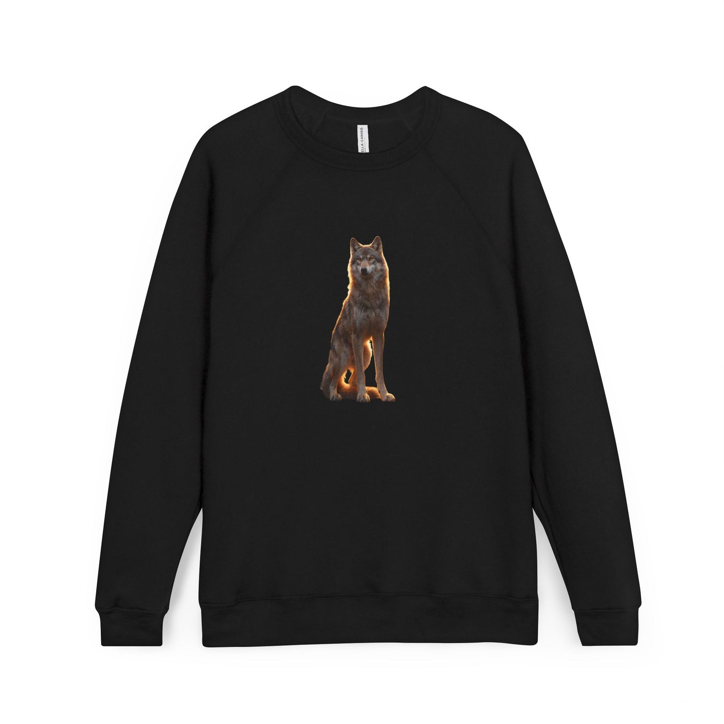 Golden Hour Wolf Sentinel Raglan Sweatshirt – Twilight Pack Leader Portrait
