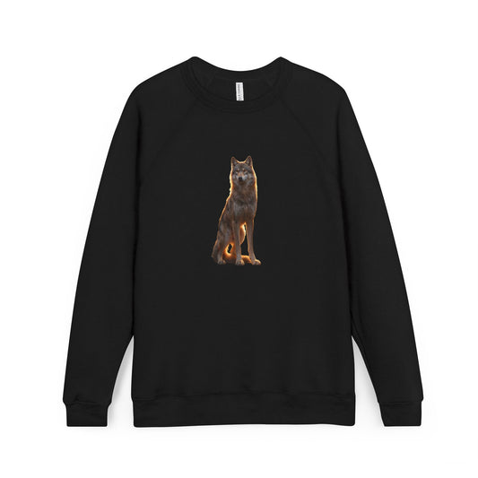 Golden Hour Wolf Sentinel Raglan Sweatshirt – Twilight Pack Leader Portrait