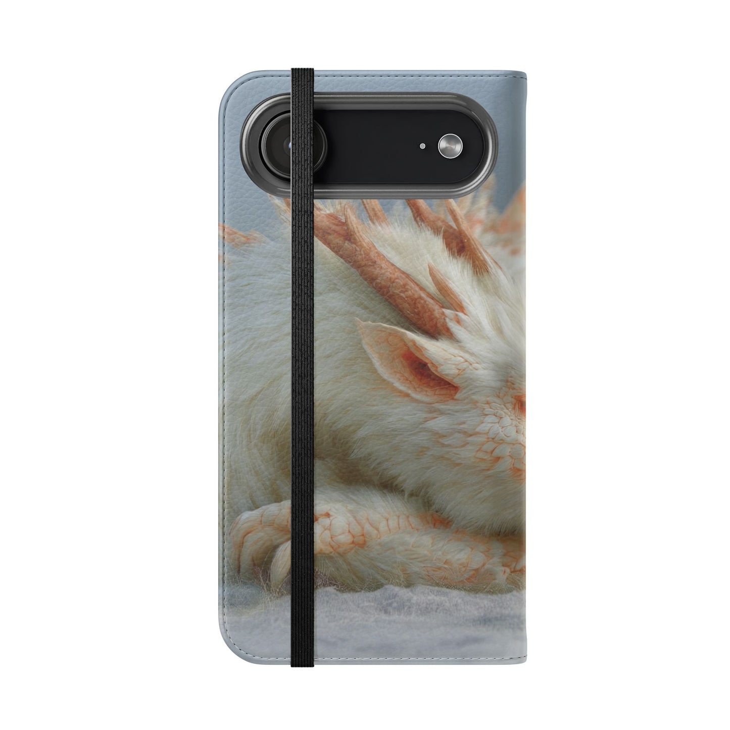 Sleeping Child and Dragon Flip Cases – Snowy Guardian Embrace