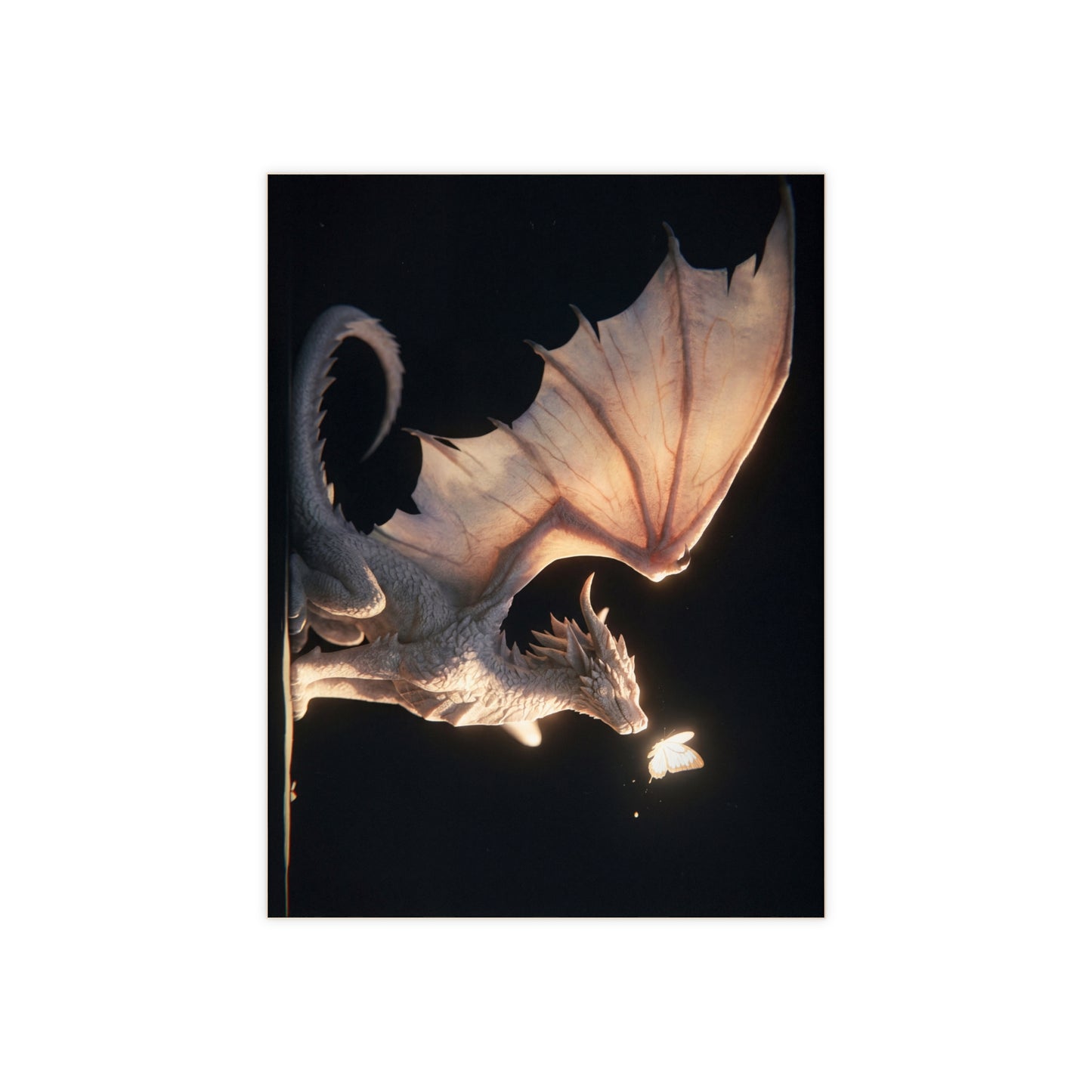 Gentle Dragon and Butterfly Ceramic Photo Tile – Soft Light, Quiet Wonder