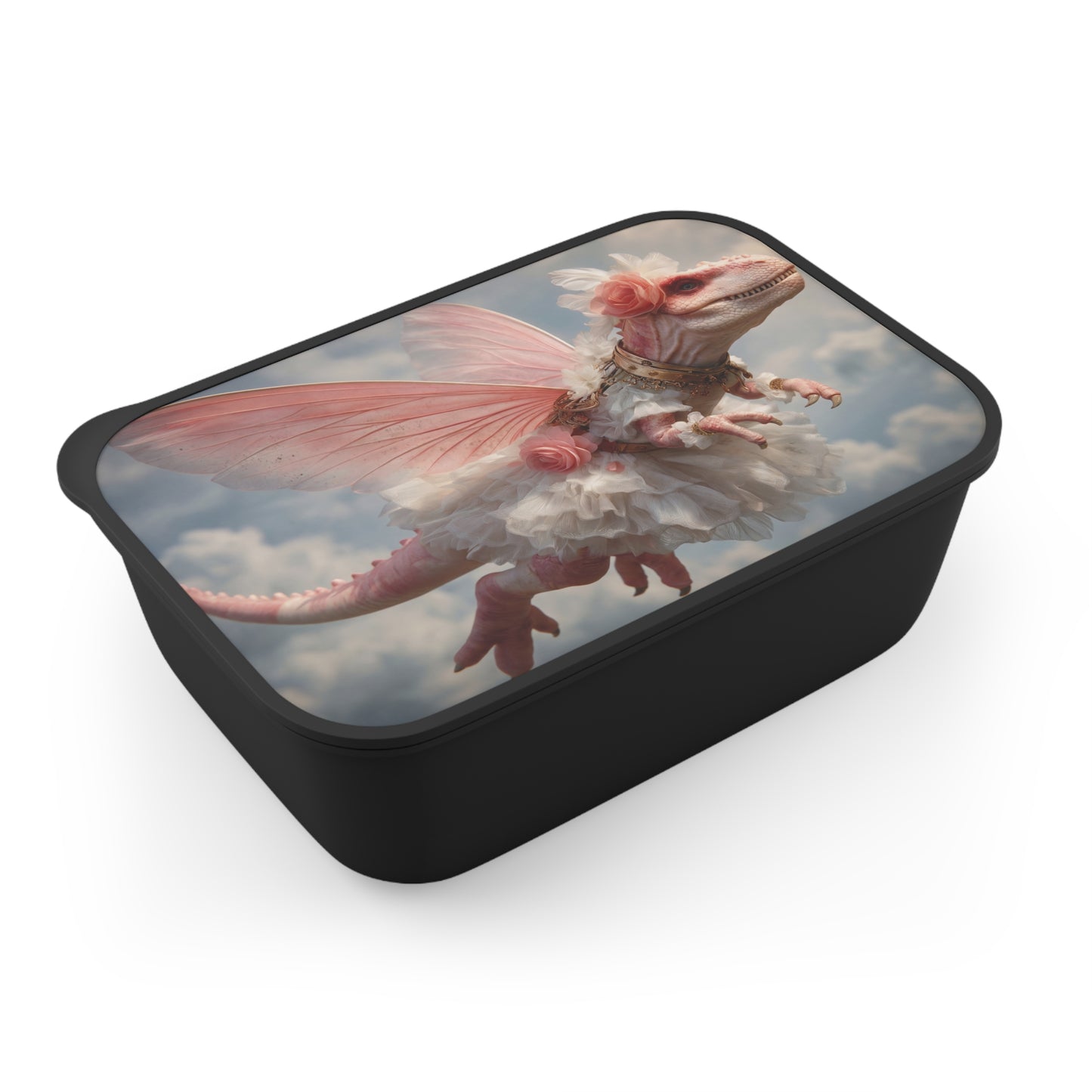 Rose-Adorned Winged Dinosaur PLA Bento Box with Band and Utensils – Skybound Couture