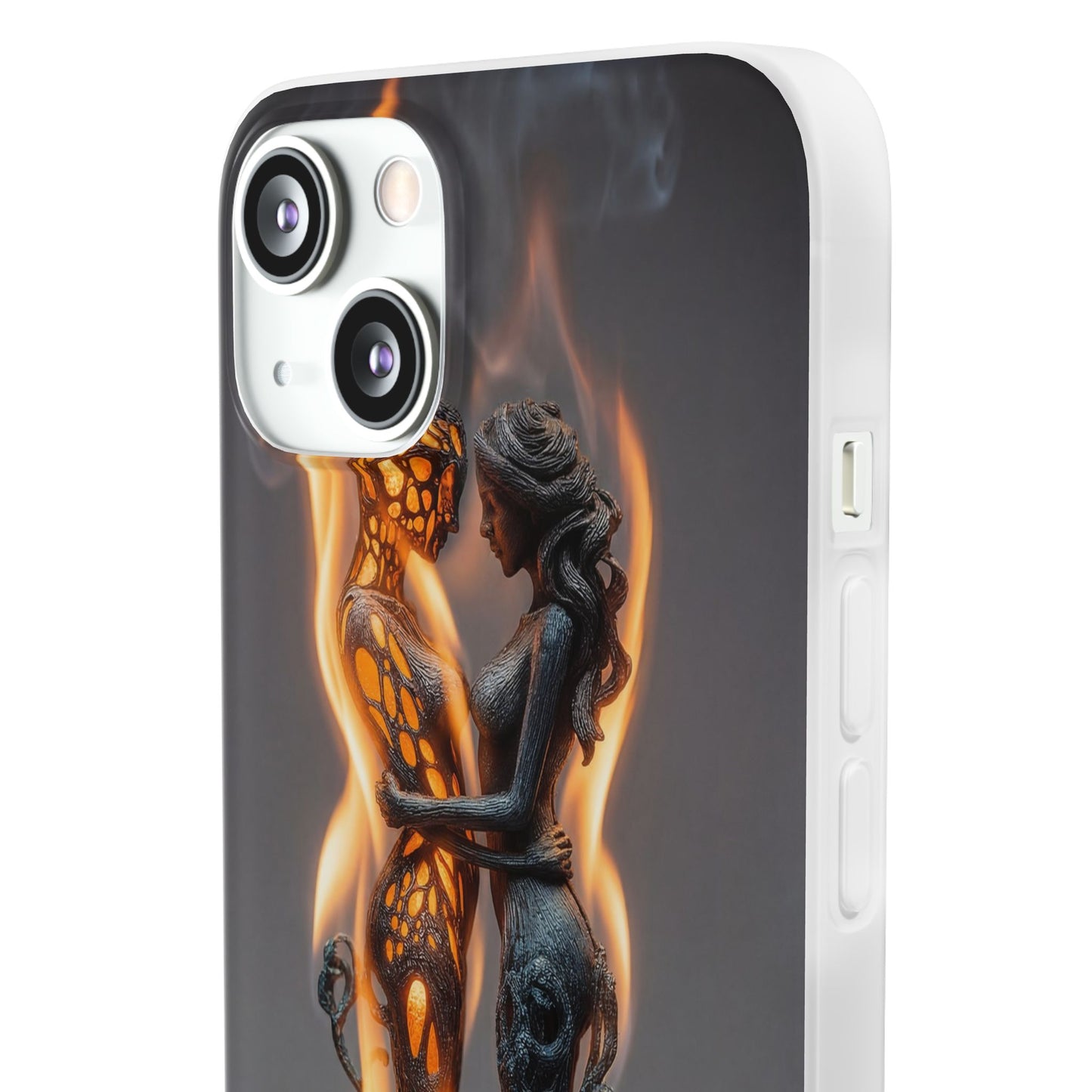 Flame-Embraced Lovers Flexi Cases – Intimate Glow Within the Fire