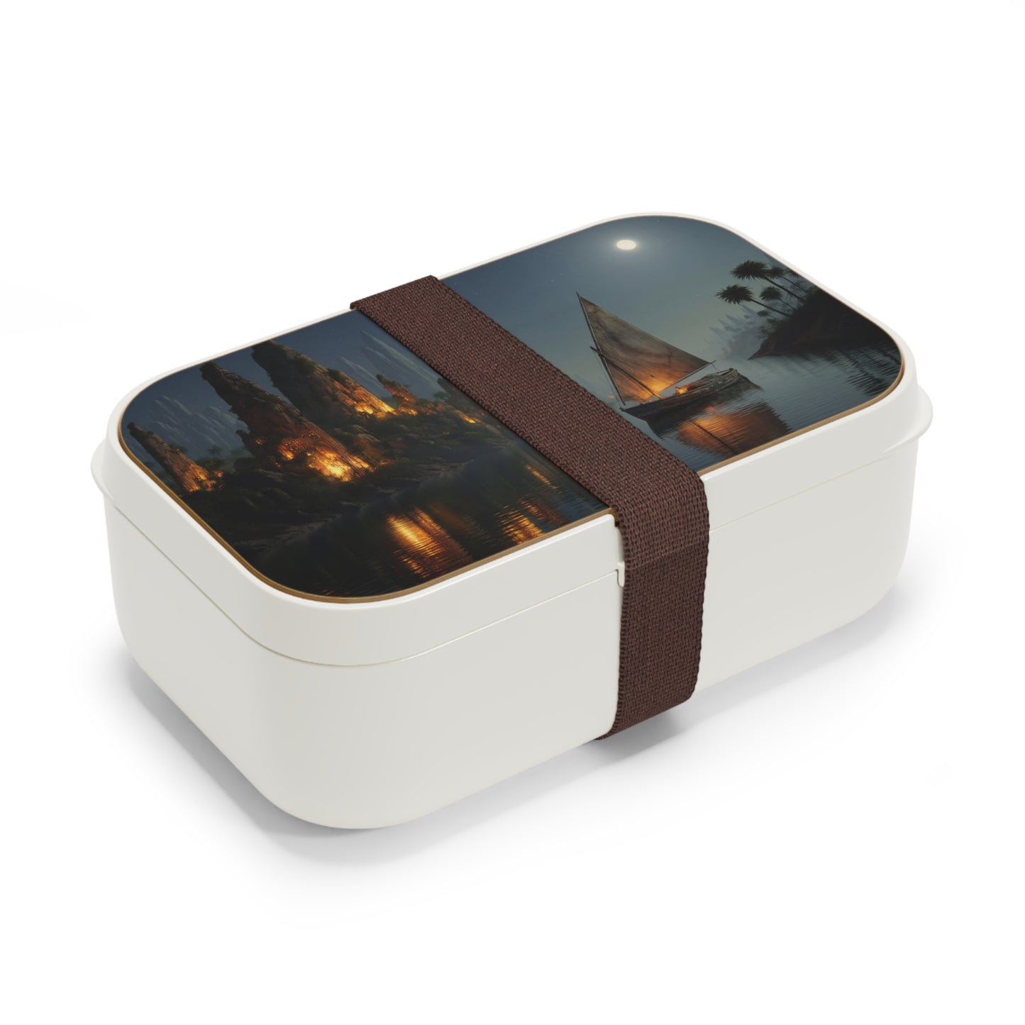 Moonlit Sailboat Bento Lunch Box – Serene River Journey Under Stars