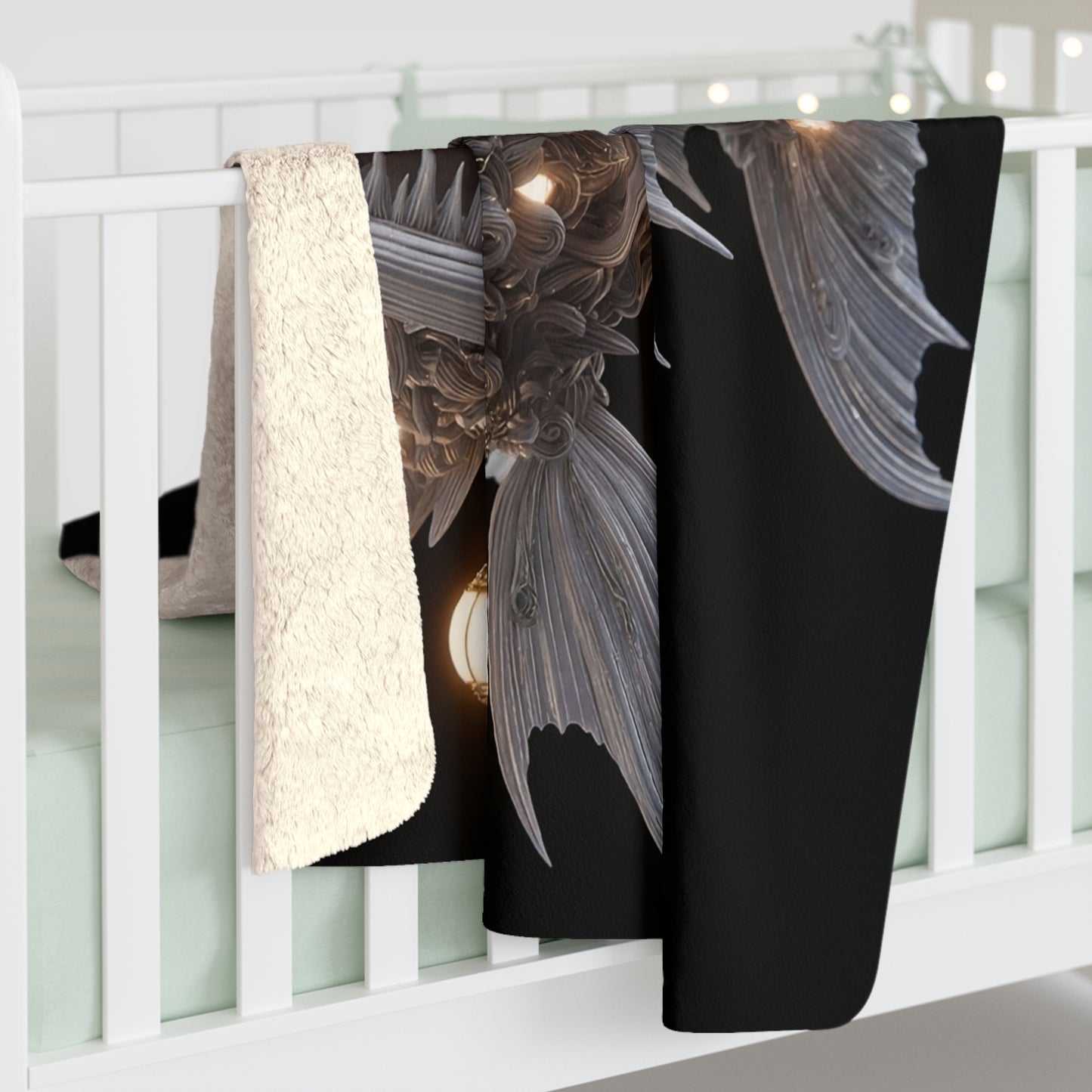 Luminescent Lantern Fish Sherpa Fleece Blanket – Deep Sea Chandelier Dreamscape