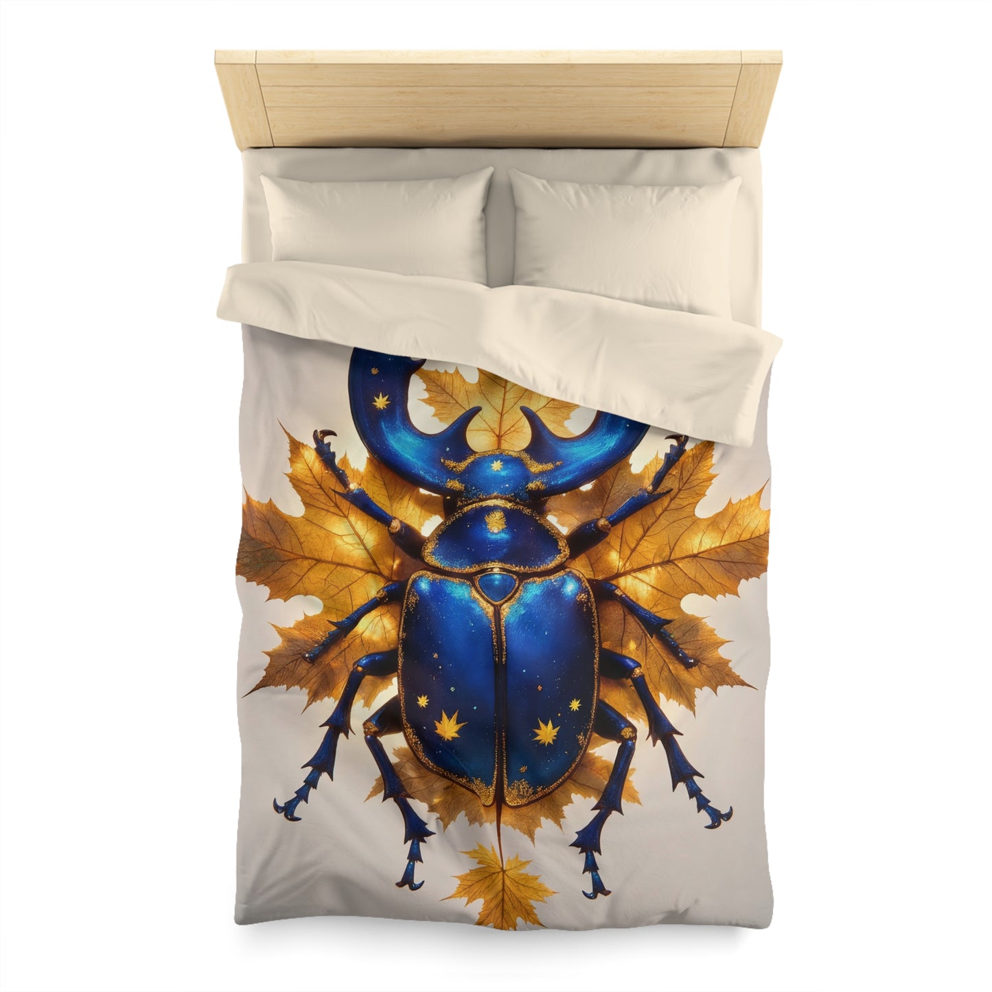 Celestial Beetle Microfiber Duvet Cover – Night Sky Amidst Autumn Leaves