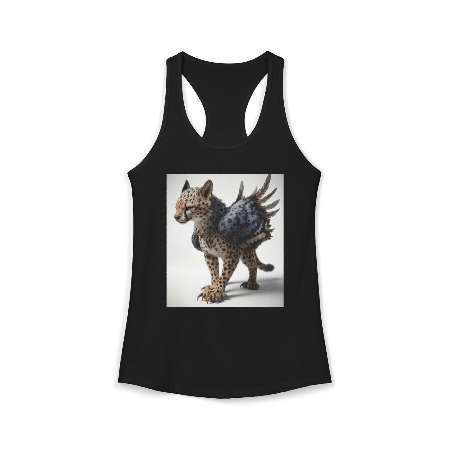 Winged Cheetah Racerback Tank – Golden Sentinel with Feathered Flight
