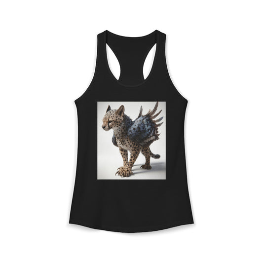 Winged Cheetah Racerback Tank – Golden Sentinel with Feathered Flight