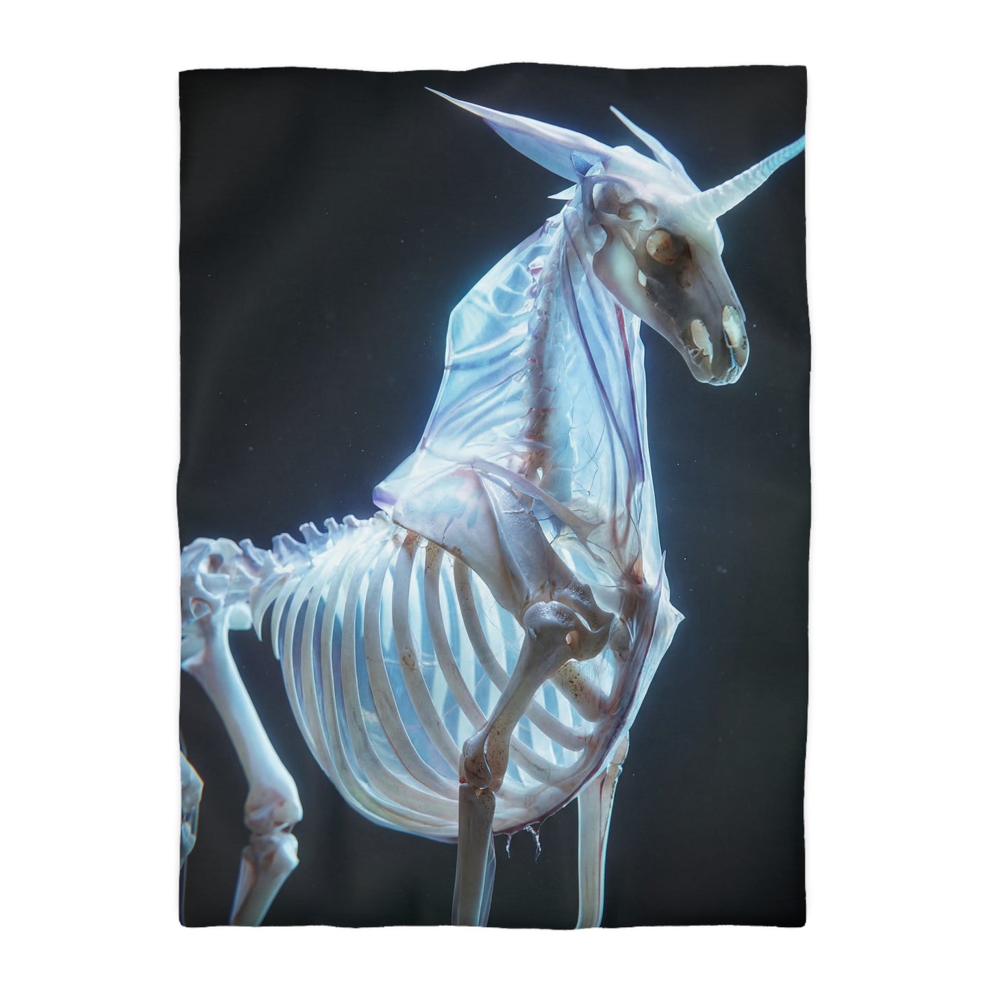 Celestial Unicorn Skeleton Duvet Cover – Ethereal Glow in the Dark