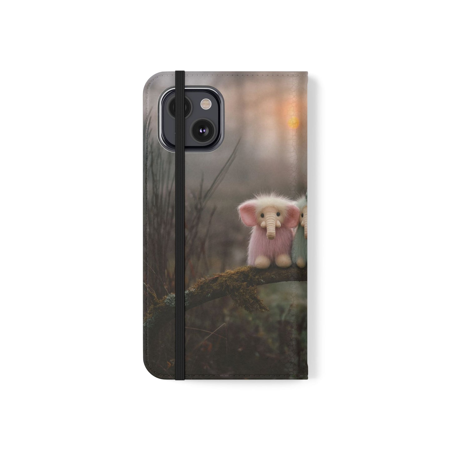 Mossy Branch Elephants Flip Cases – Pastel Fluff Guardians