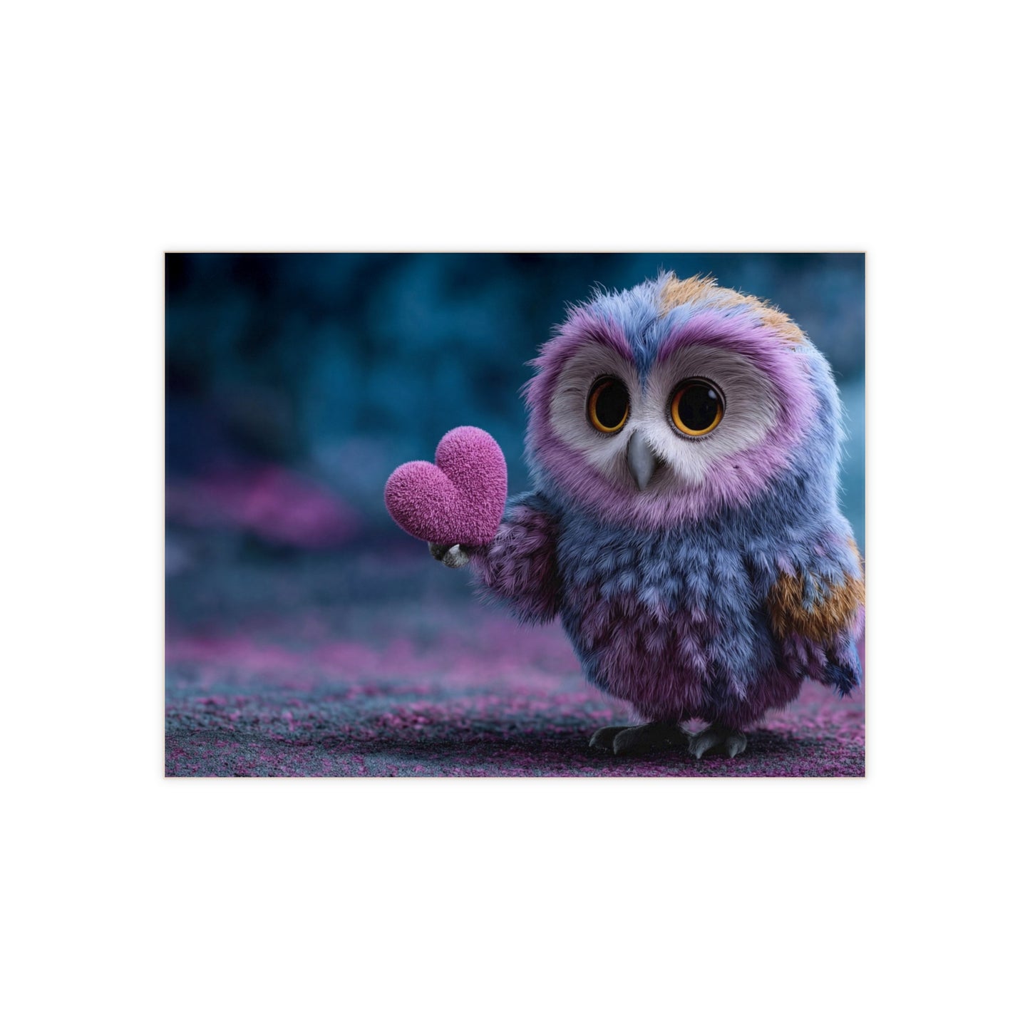 Rainbow Owl Ceramic Photo Tile – Tiny Guardian with a Velvet Heart