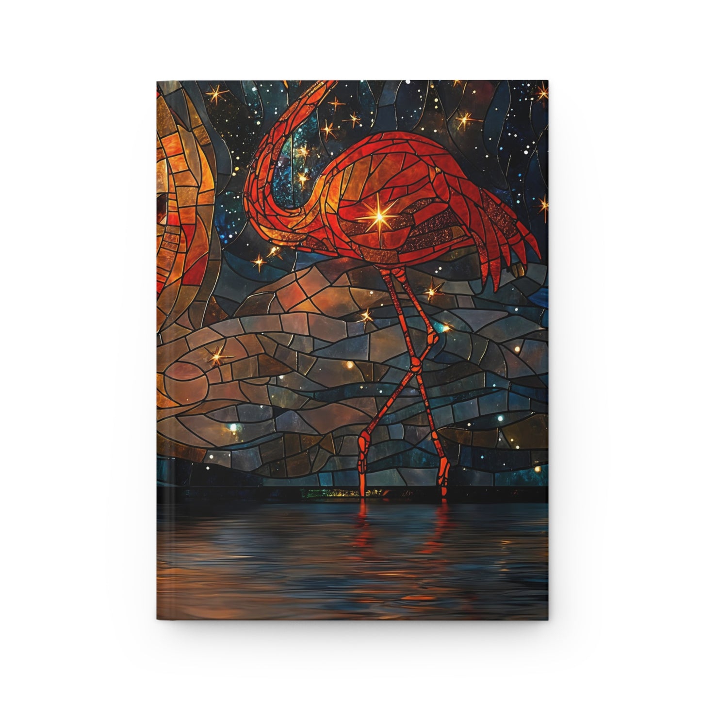 Stained Glass Flamingo Journal Matte – Celestial Vortex Dreamscape