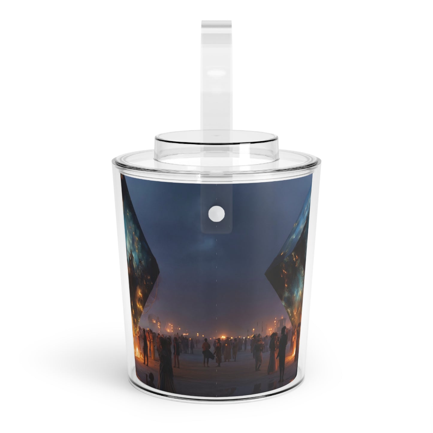 Celestial Cube Ice Bucket with Tongs – Portal to a Starlit Ritual