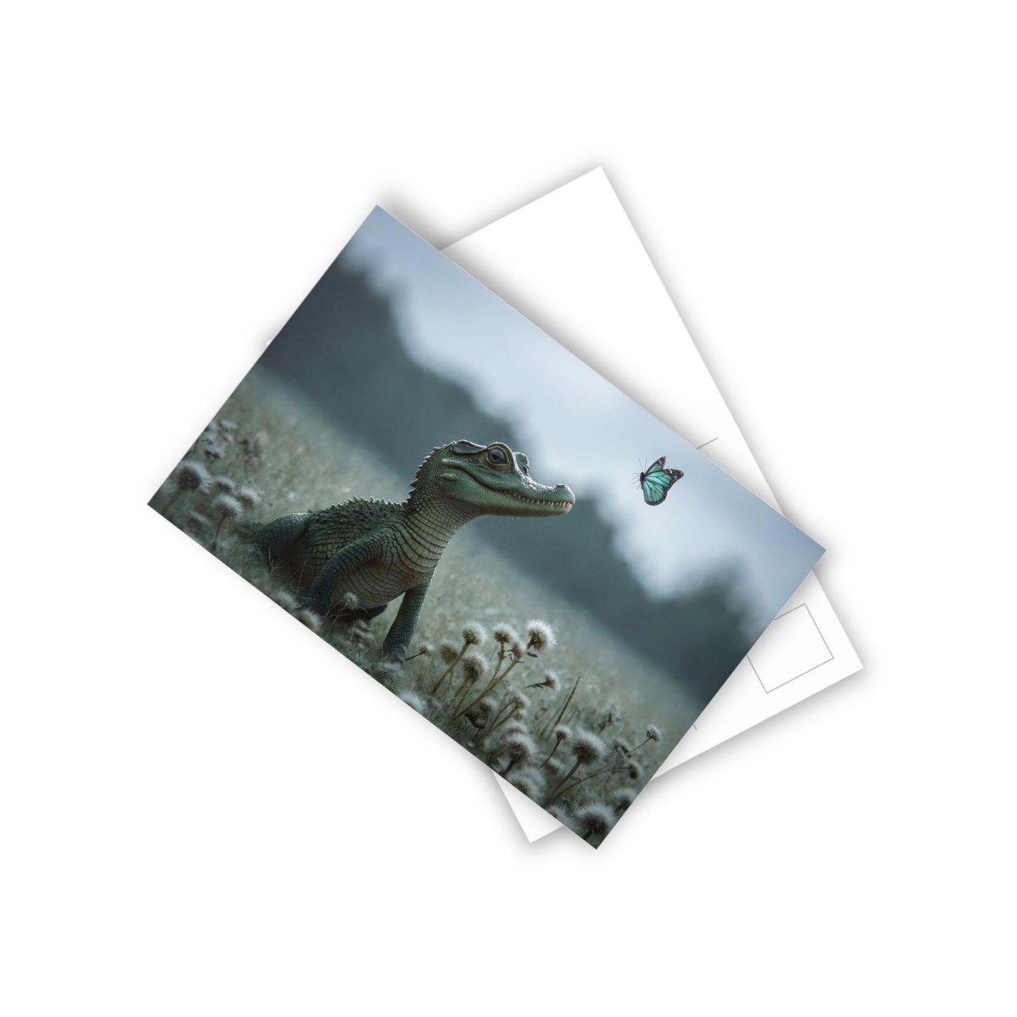 Crocodile Butterfly Postcards (10pcs) – Emerald Guardian Meadow Scene