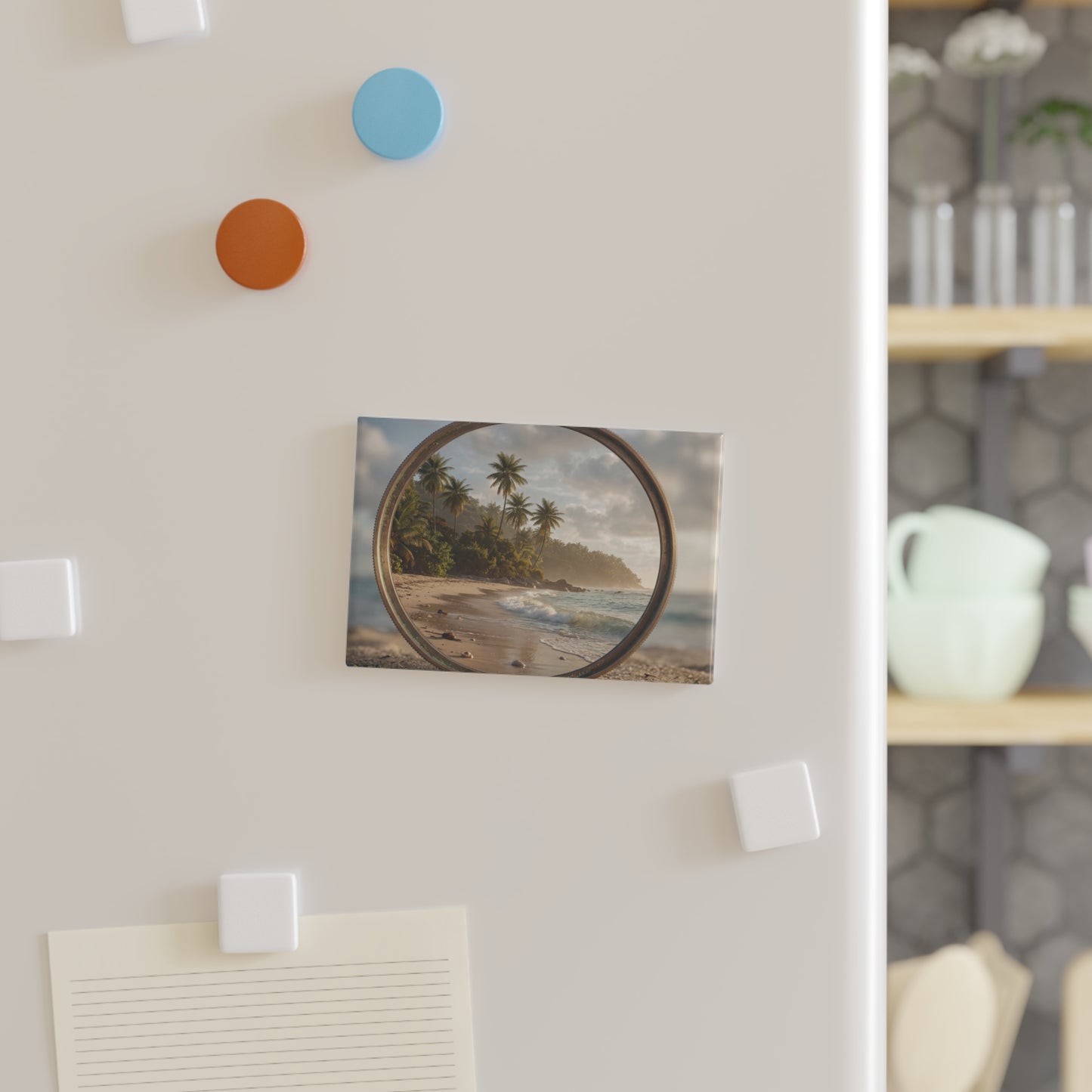 Tropical Lens Reflection Button Magnet, Rectangle (1 & 10 pcs) – Frame Your Island Escape