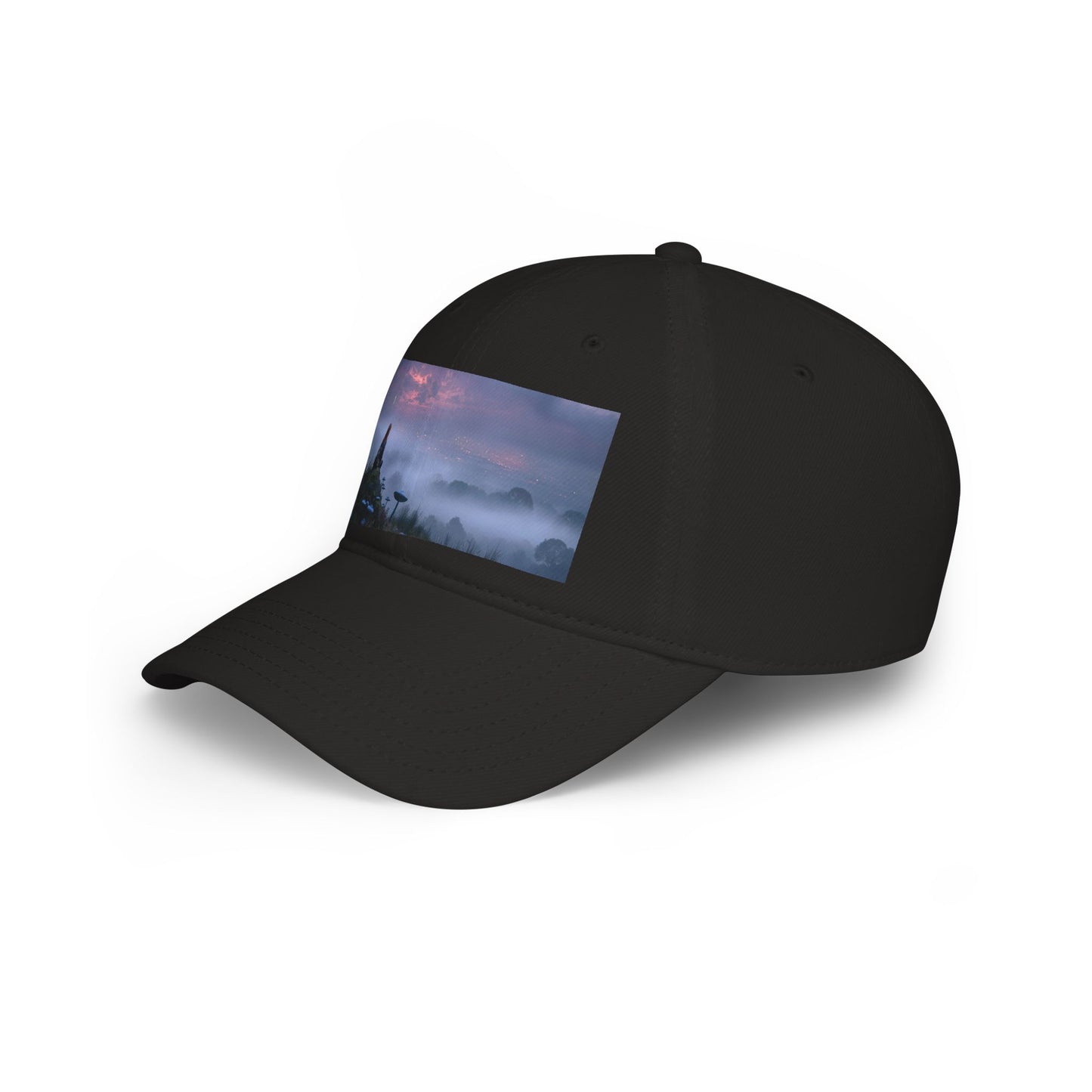 Misty Mountain Moonlight Low Profile Baseball Cap – Red-Haired Wanderer at Twilight