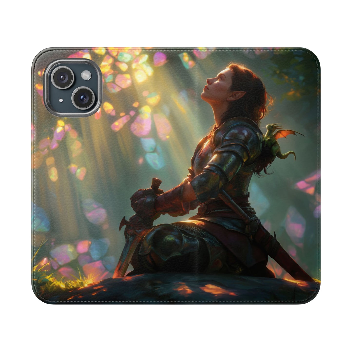 Crystal Grove Sentinel Flip Cases – Iridescent Forest Dawn Guardian