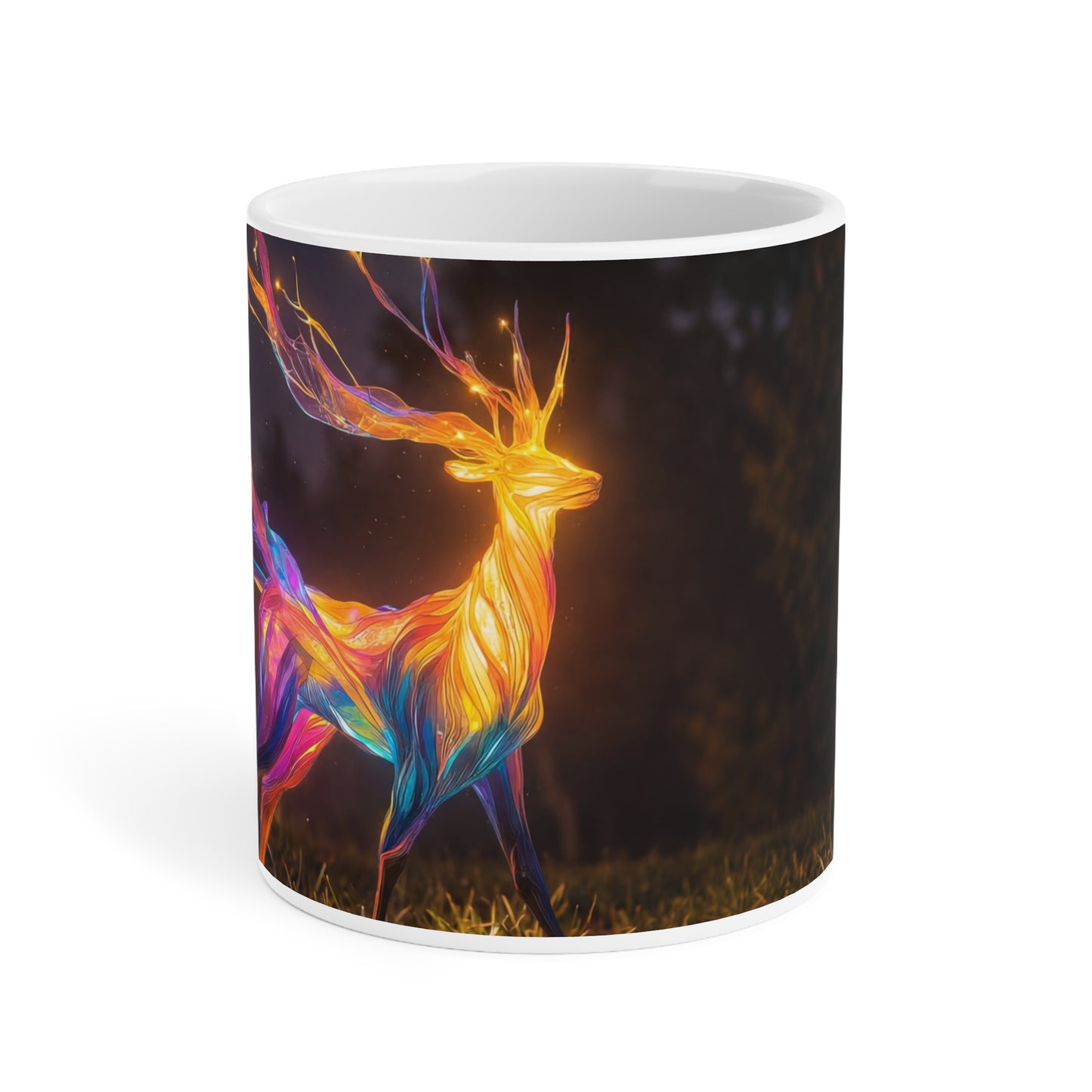 Chromatic Stag Ceramic Mugs (11oz\15oz\20oz) – Night Garden Luminescence